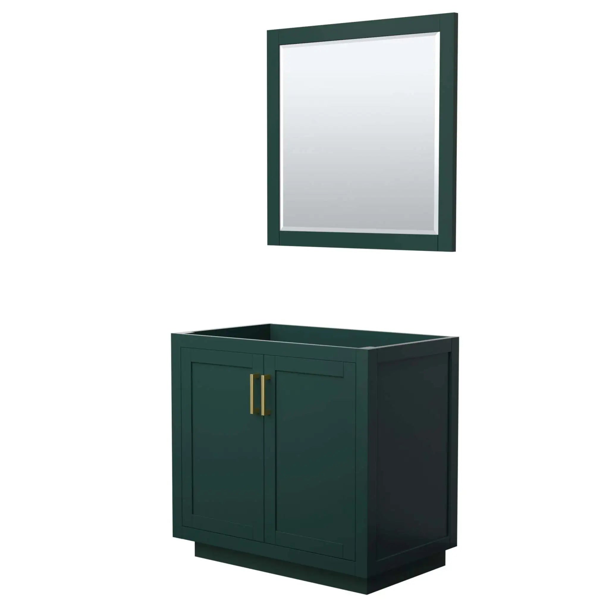 36" Miranda Single Bathroom Vanity in Green with Brushed Gold Trim & 34" Mirror by Wyndham