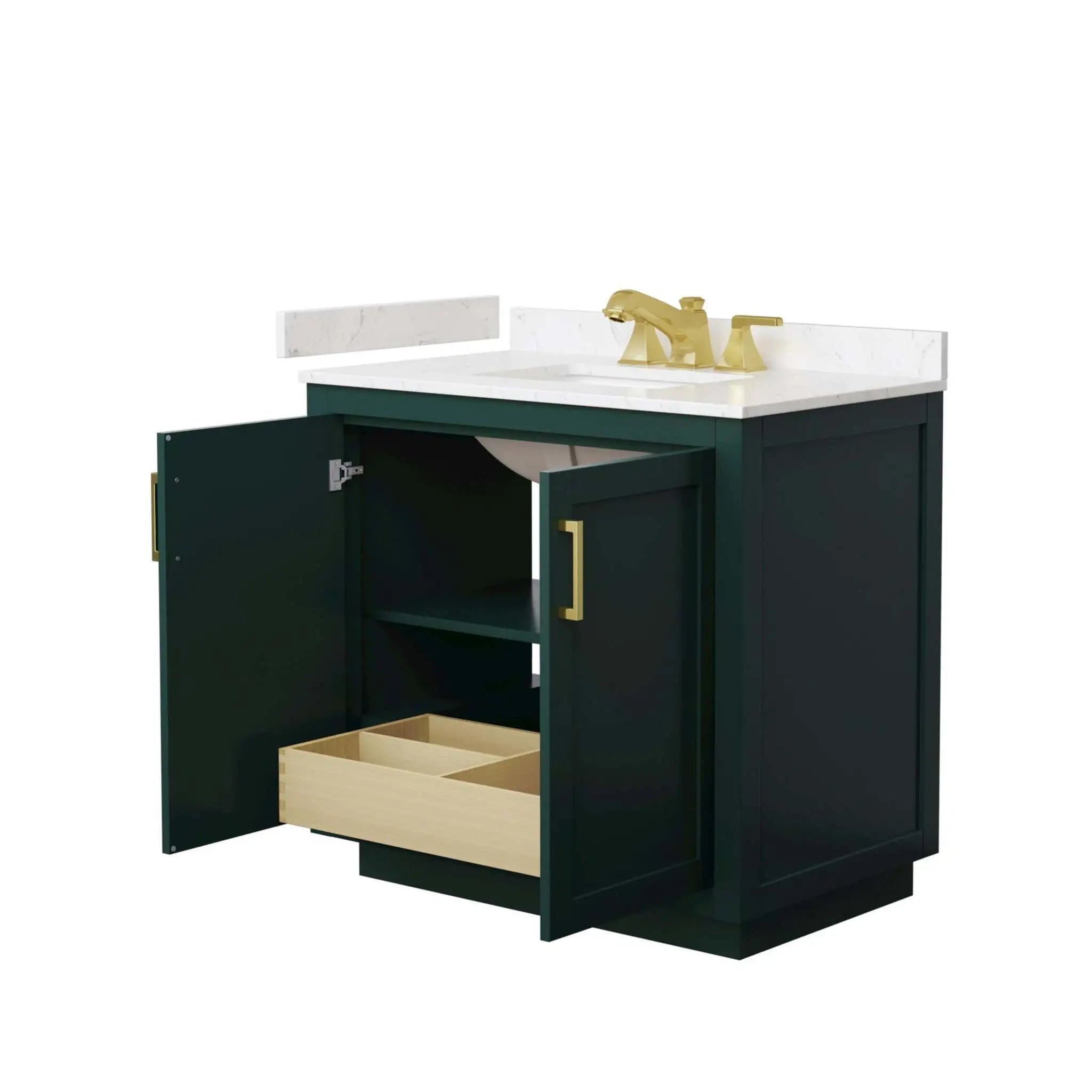 36" Miranda Single Bathroom Vanity in Green with Brushed Gold Trim by Wyndham