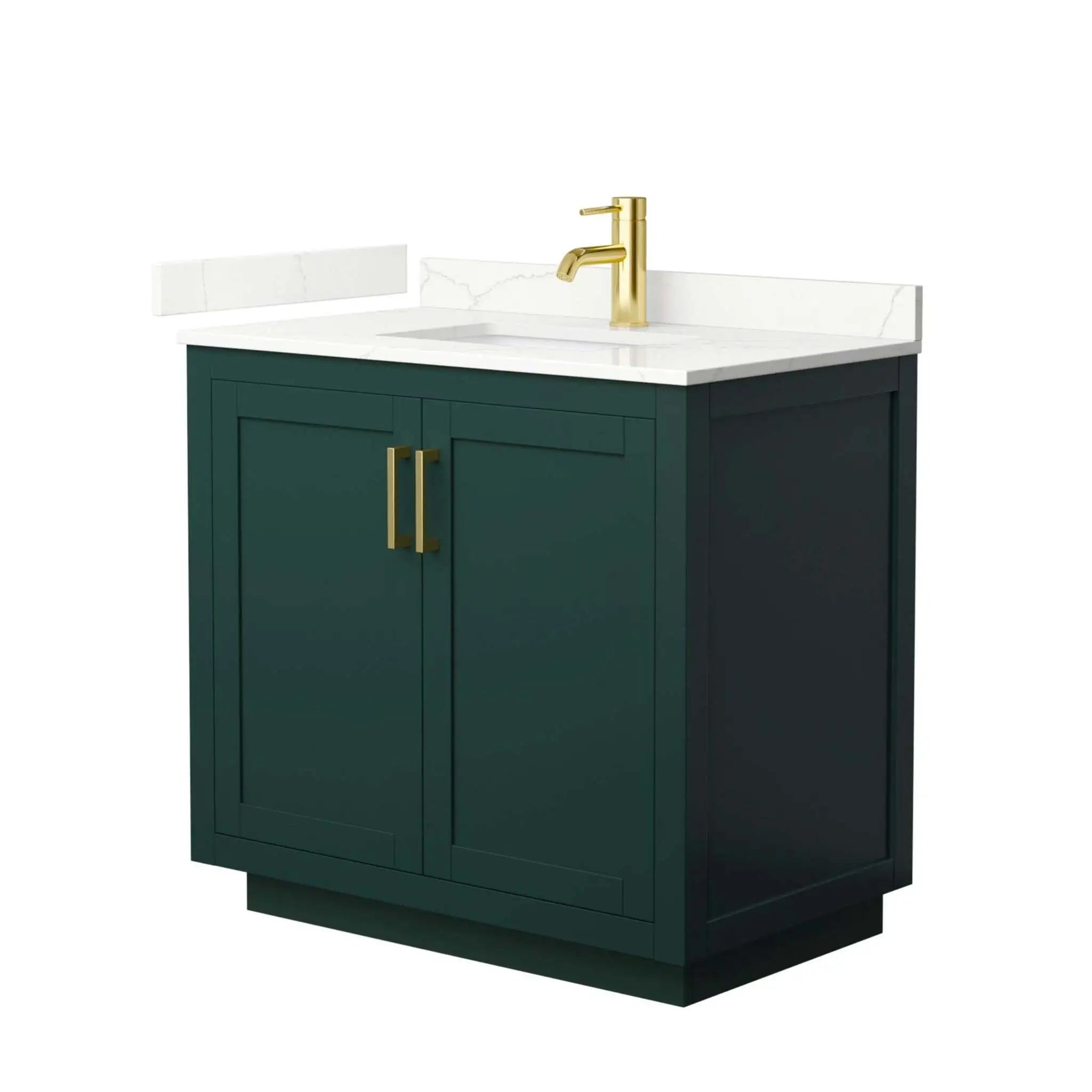 36" Miranda Single Bathroom Vanity in Green with Brushed Gold Trim by Wyndham