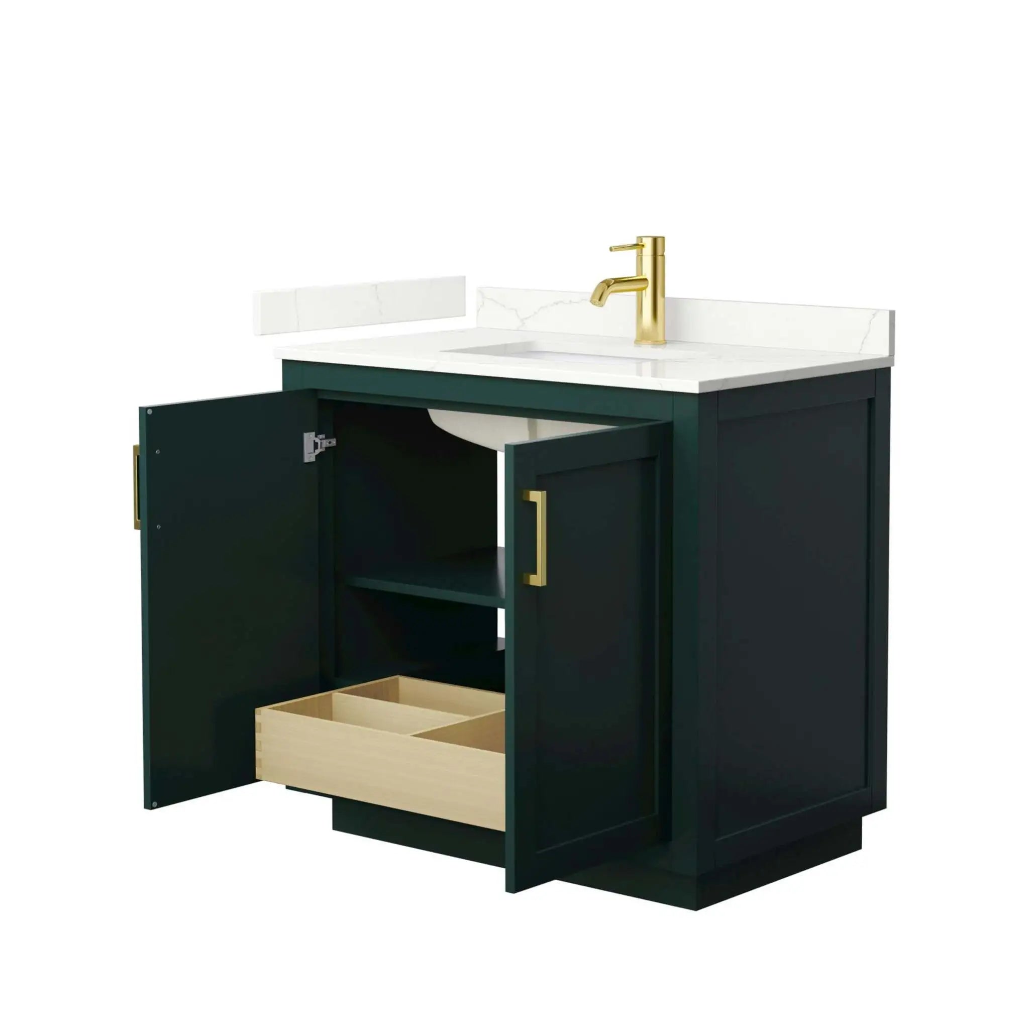 36" Miranda Single Bathroom Vanity in Green with Brushed Gold Trim by Wyndham