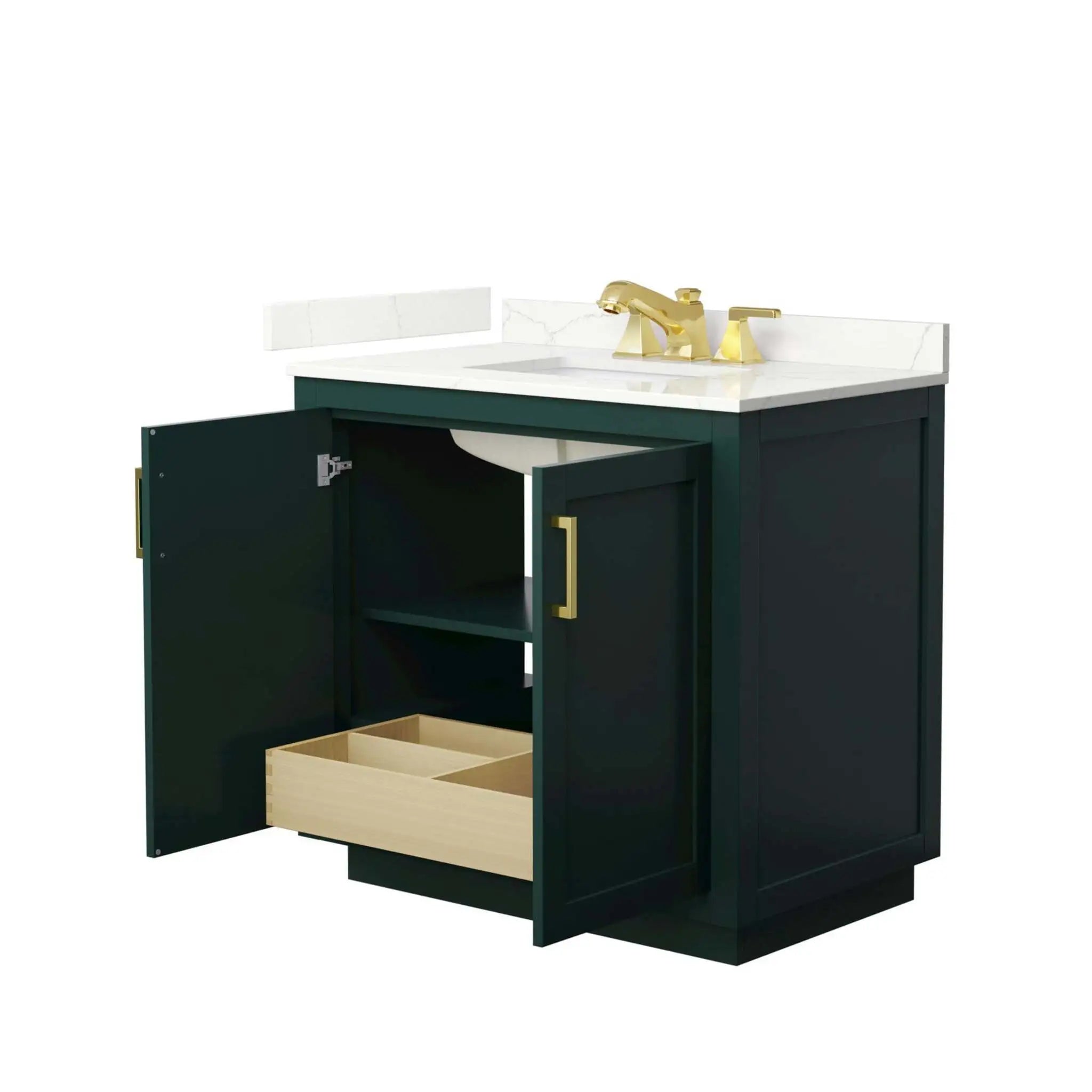 36" Miranda Single Bathroom Vanity in Green with Brushed Gold Trim by Wyndham