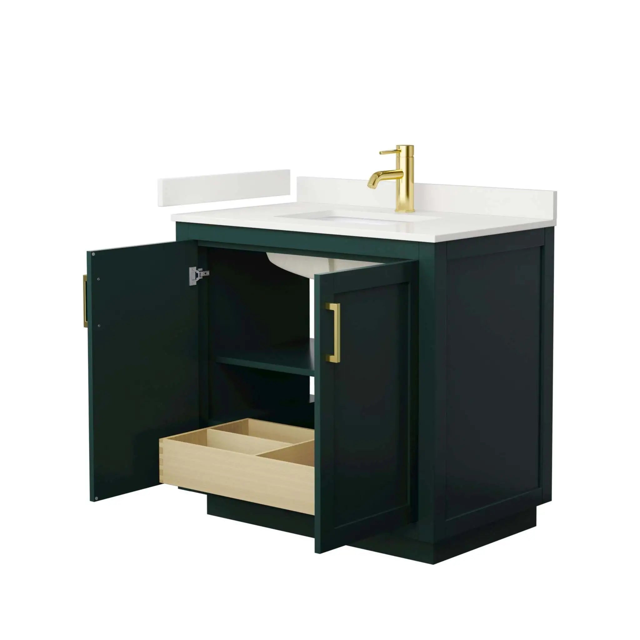36" Miranda Single Bathroom Vanity in Green with Brushed Gold Trim by Wyndham