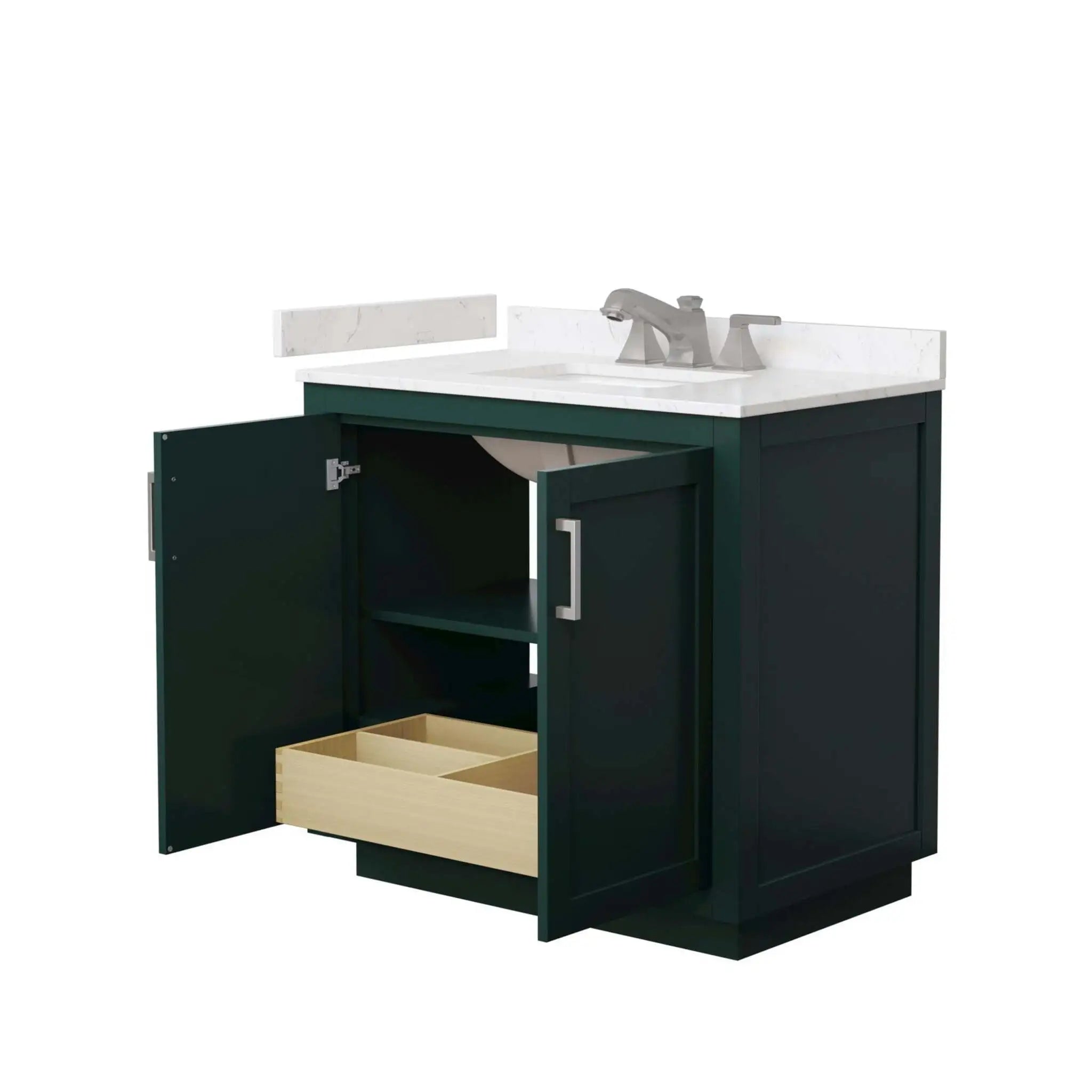 36" Miranda Single Bathroom Vanity in Green with Brushed Nickel Trim by Wyndham