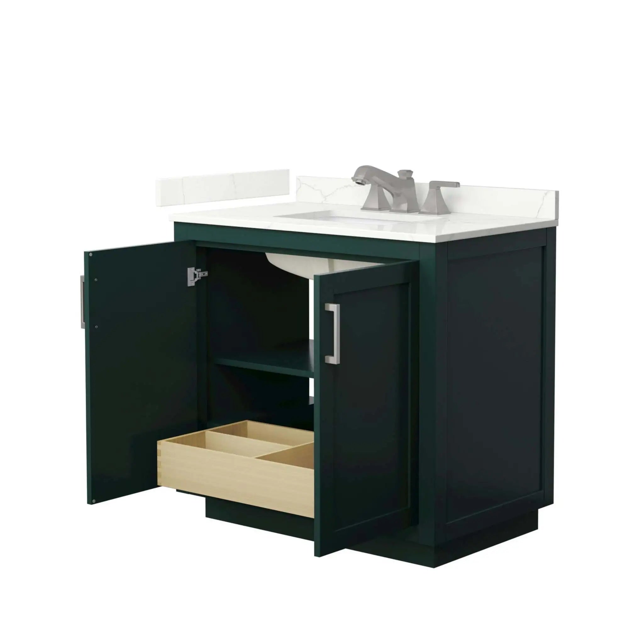 36" Miranda Single Bathroom Vanity in Green with Brushed Nickel Trim by Wyndham