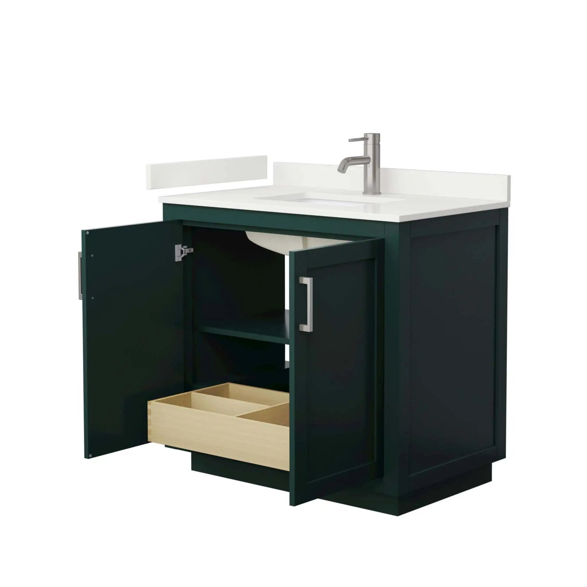 36" Miranda Single Bathroom Vanity in Green with Brushed Nickel Trim by Wyndham