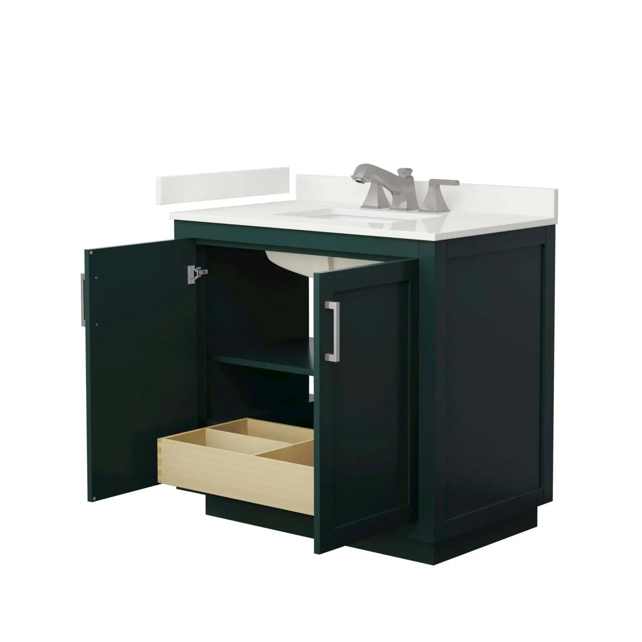 36" Miranda Single Bathroom Vanity in Green with Brushed Nickel Trim by Wyndham