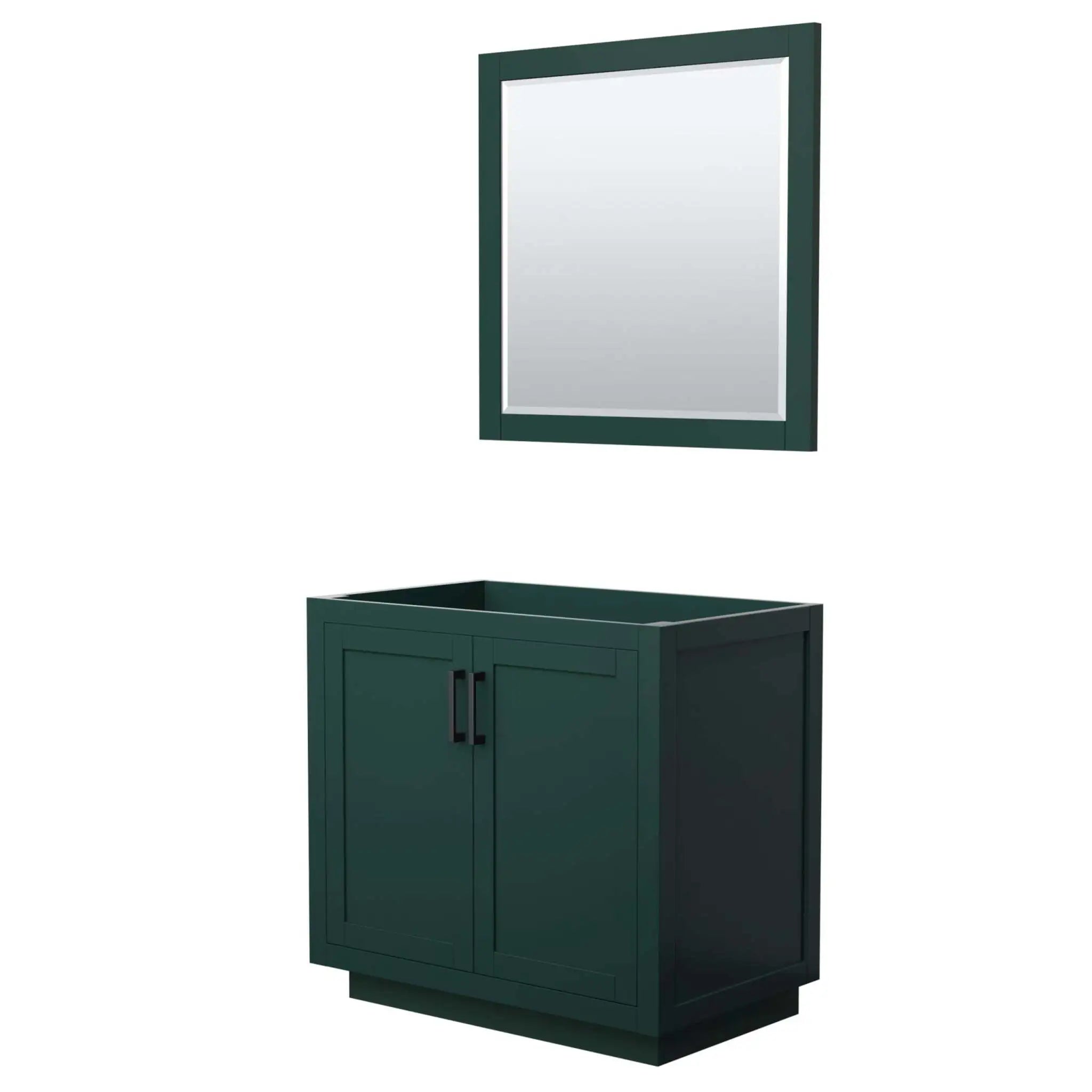 36" Miranda Single Bathroom Vanity in Green with Matte Black Trim & 34" Mirror by Wyndham