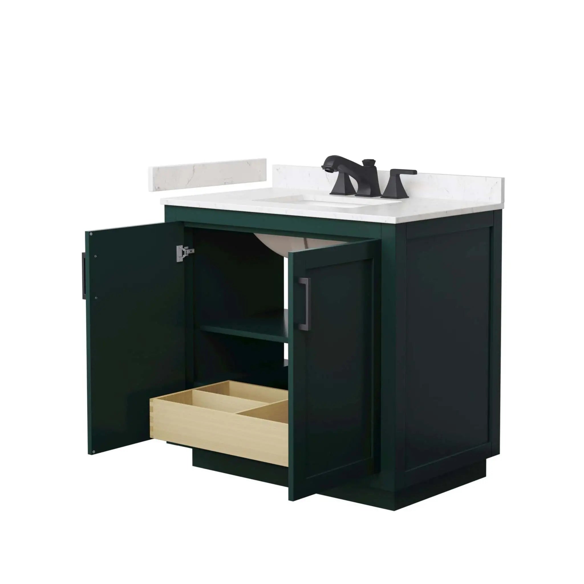 36" Miranda Single Bathroom Vanity in Green with Matte Black Trim by Wyndham