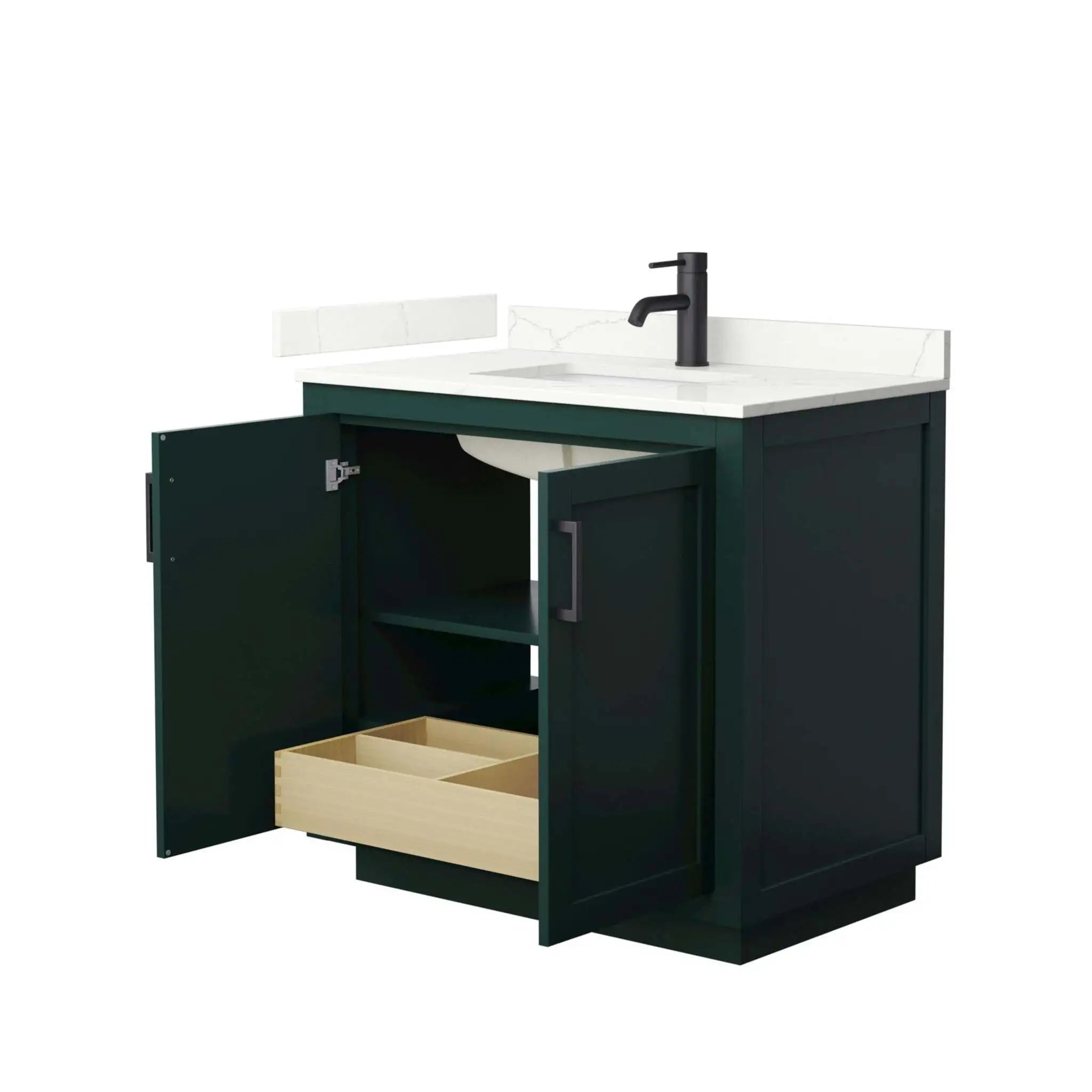 36" Miranda Single Bathroom Vanity in Green with Matte Black Trim by Wyndham