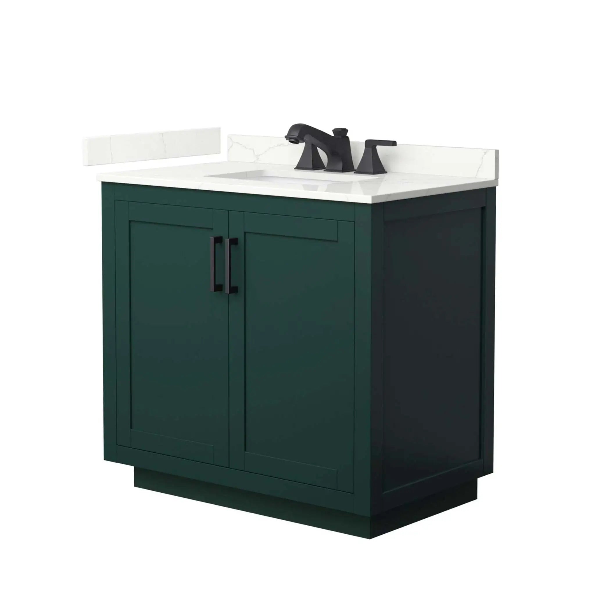 36" Miranda Single Bathroom Vanity in Green with Matte Black Trim by Wyndham