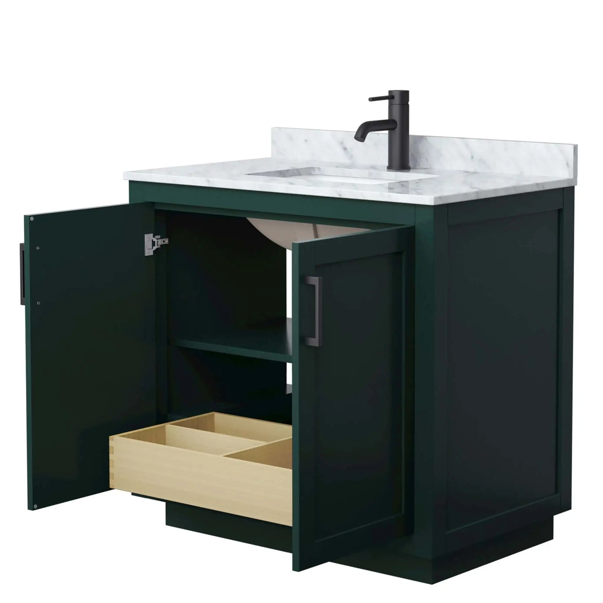 36" Miranda Single Bathroom Vanity in Green with Matte Black Trim by Wyndham