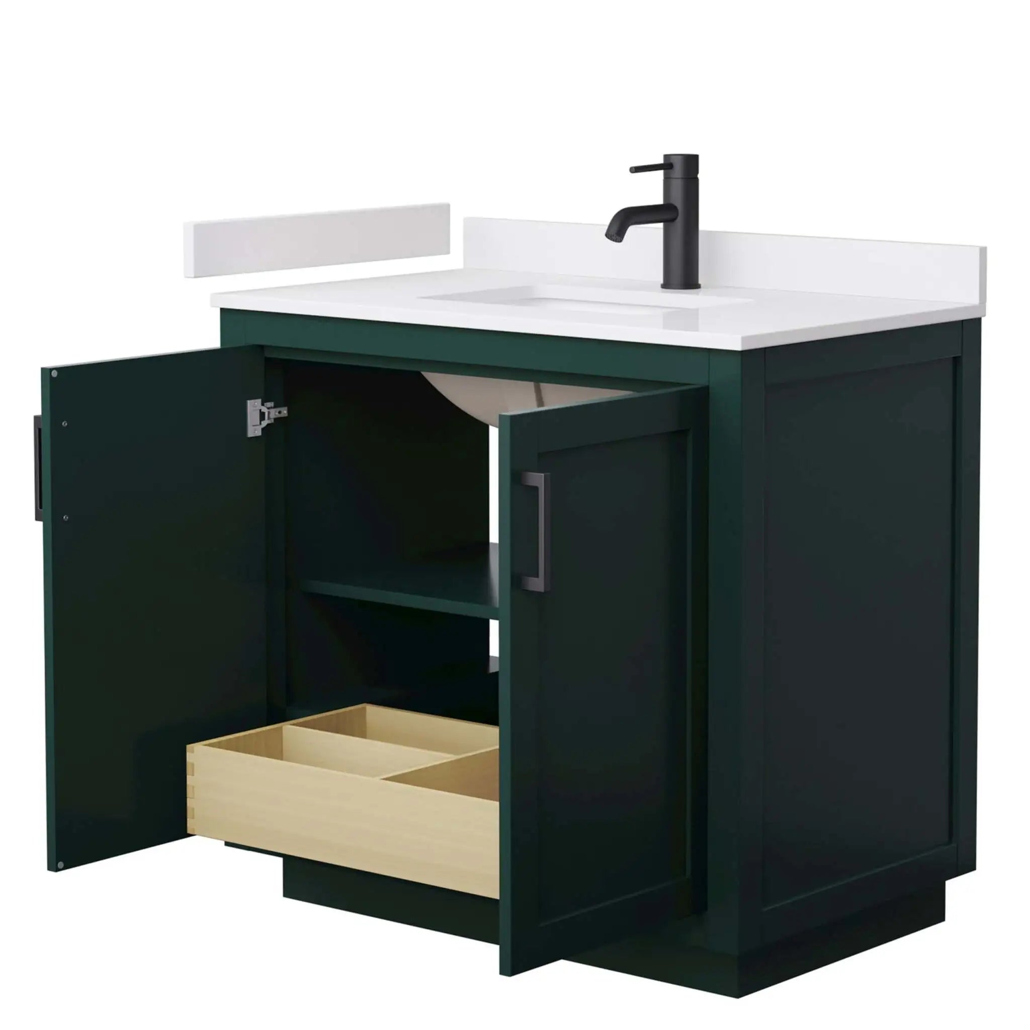 36" Miranda Single Bathroom Vanity in Green with Matte Black Trim by Wyndham