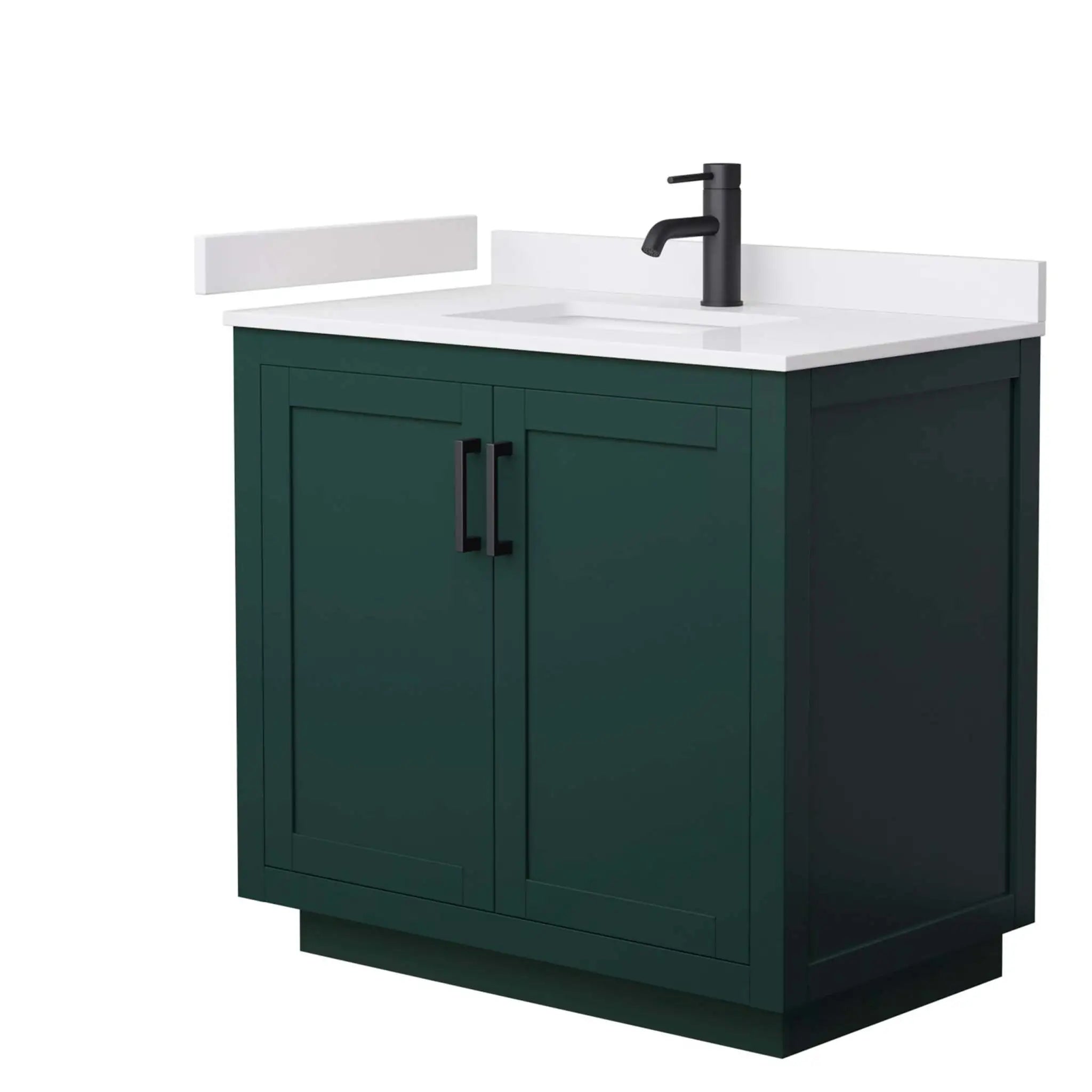 36" Miranda Single Bathroom Vanity in Green with Matte Black Trim by Wyndham
