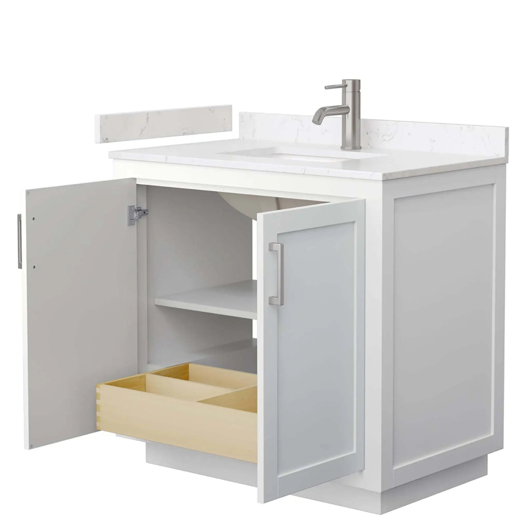 36" Miranda Single Bathroom Vanity in White with Brushed Nickel Trim by Wyndham