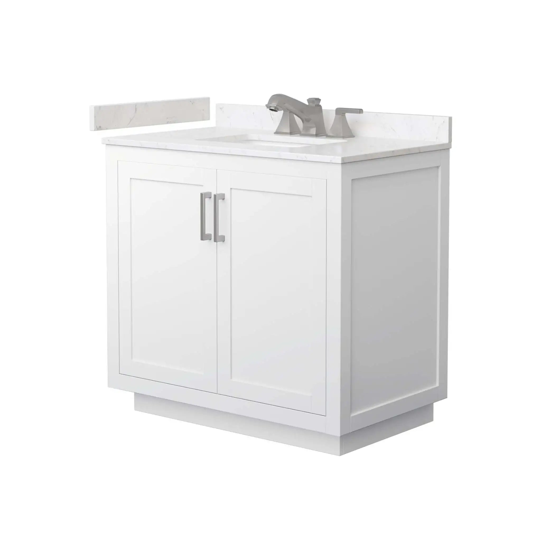 36" Miranda Single Bathroom Vanity in White with Brushed Nickel Trim by Wyndham