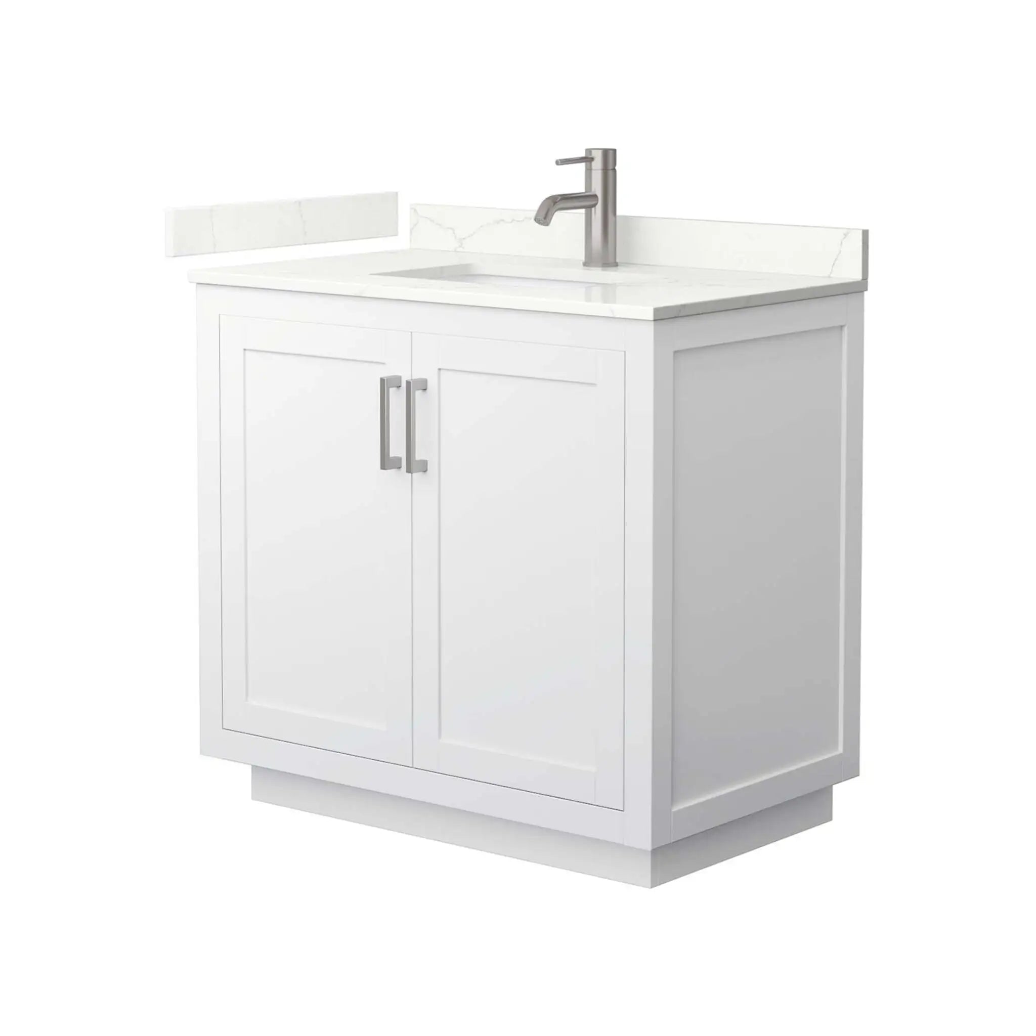 36" Miranda Single Bathroom Vanity in White with Brushed Nickel Trim by Wyndham