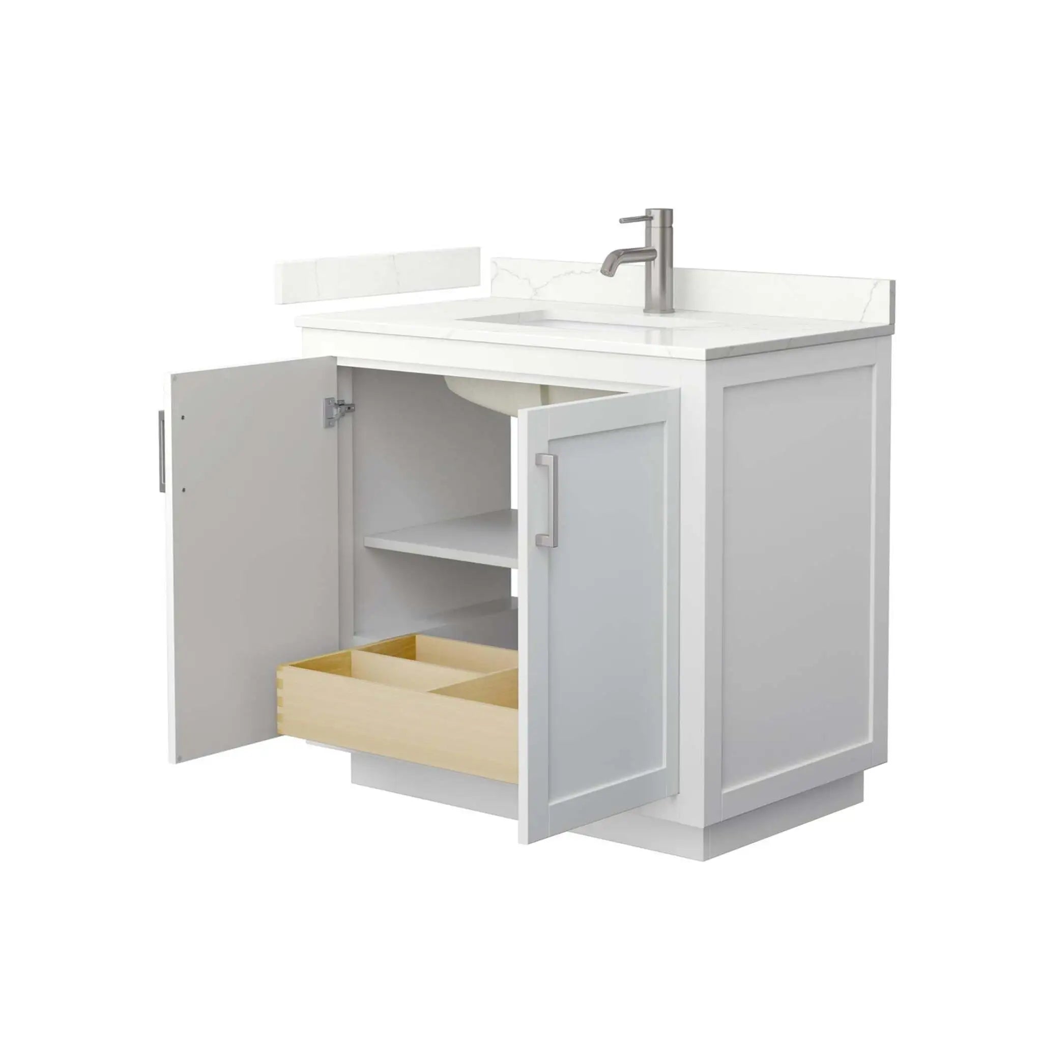 36" Miranda Single Bathroom Vanity in White with Brushed Nickel Trim by Wyndham