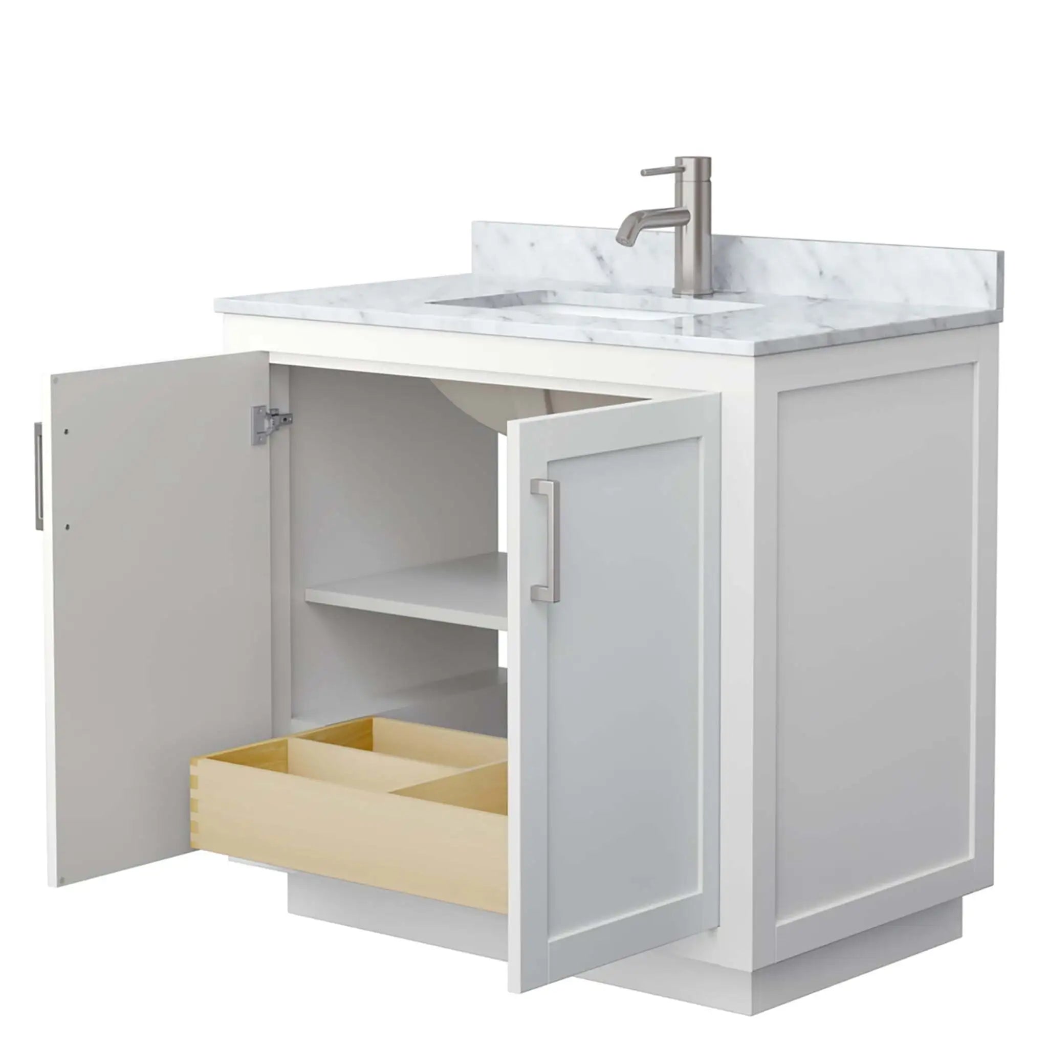 36" Miranda Single Bathroom Vanity in White with Brushed Nickel Trim by Wyndham