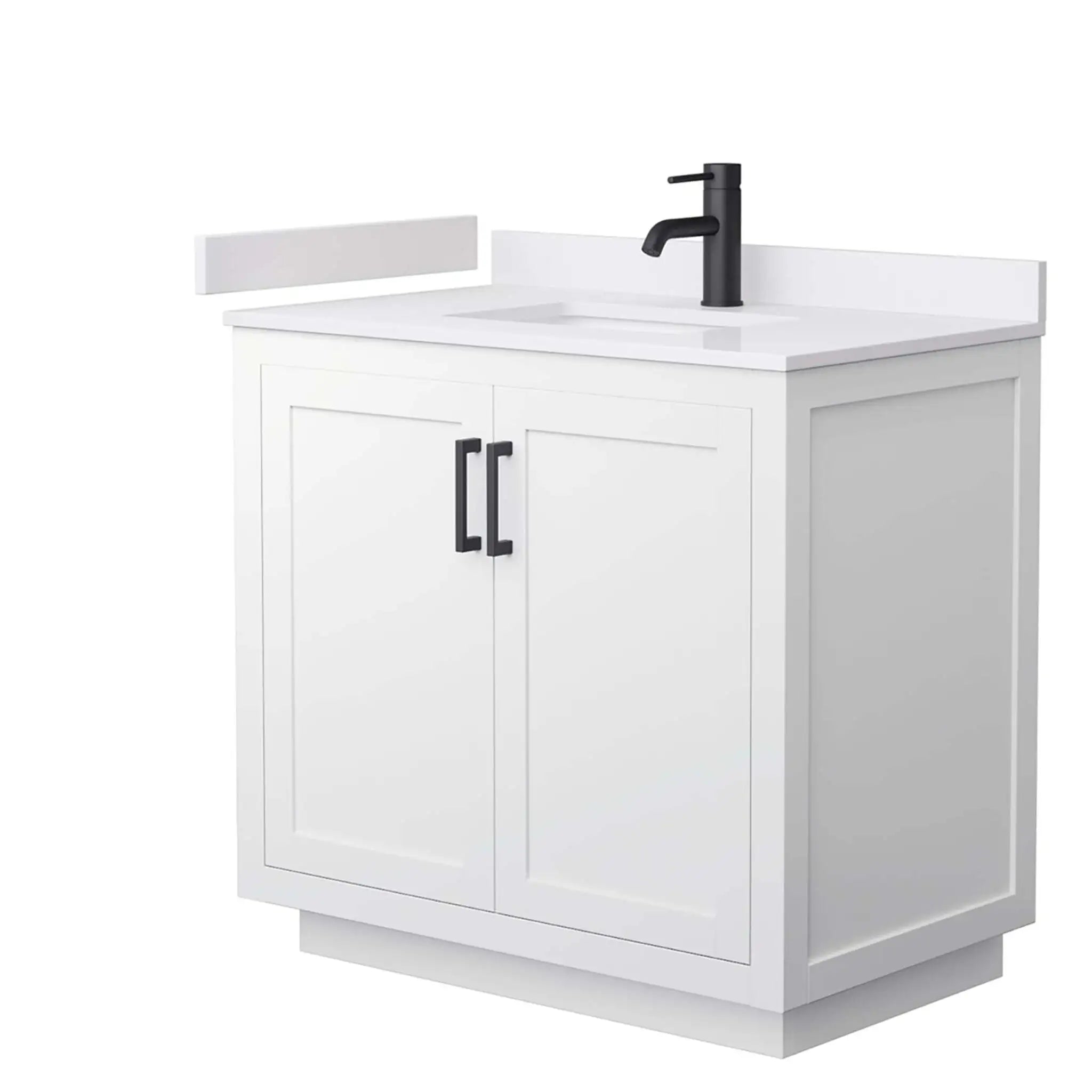36" Miranda Single Bathroom Vanity in White with Matte Black Trim by Wyndham