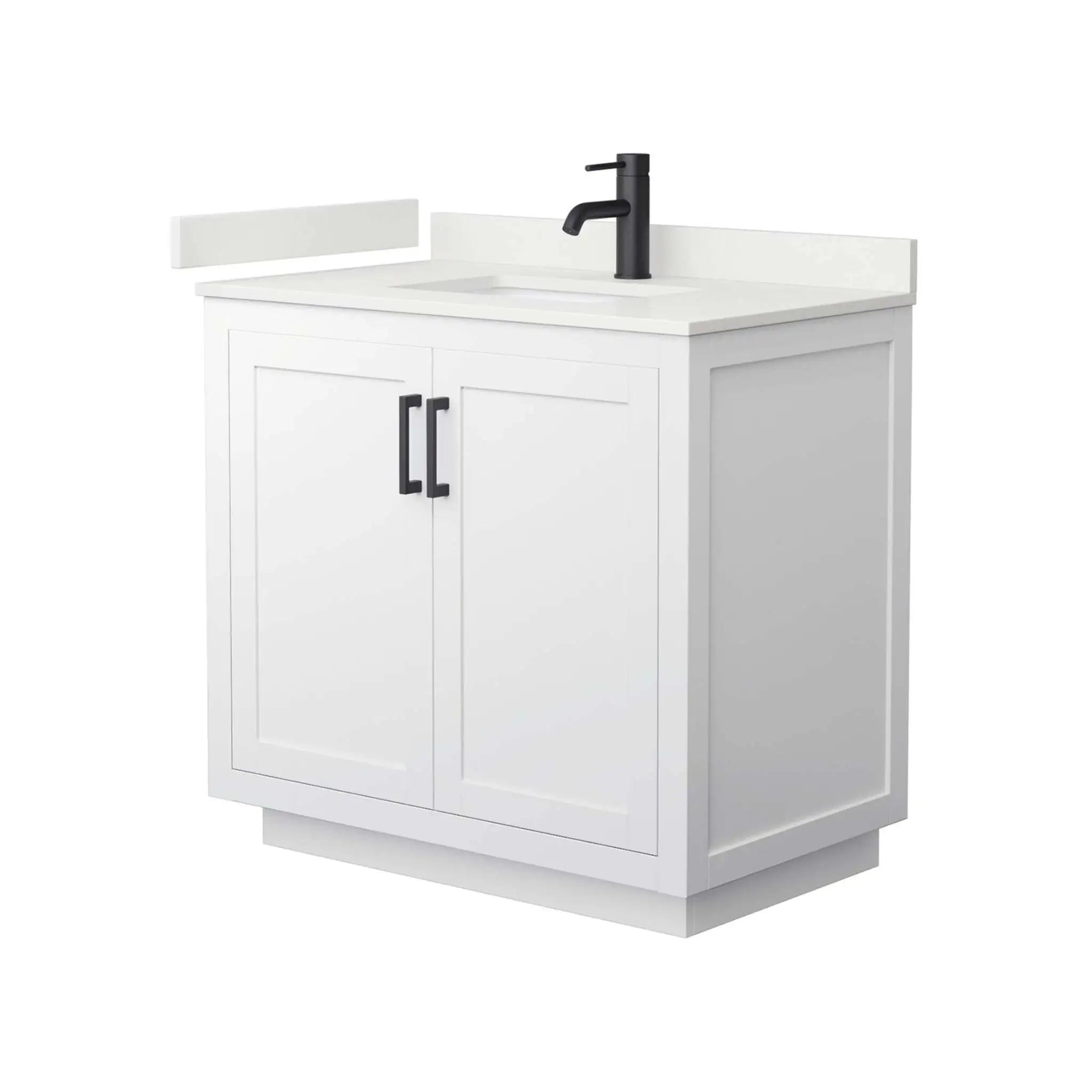 36" Miranda Single Bathroom Vanity in White with Matte Black Trim by Wyndham