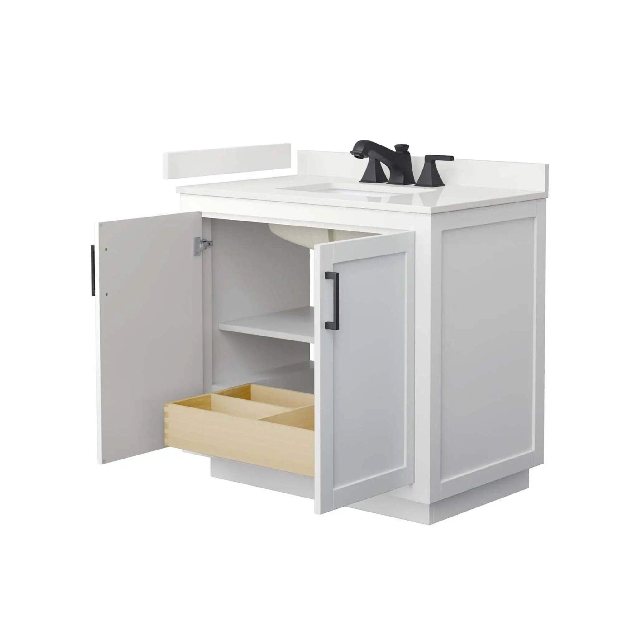 36" Miranda Single Bathroom Vanity in White with Matte Black Trim by Wyndham