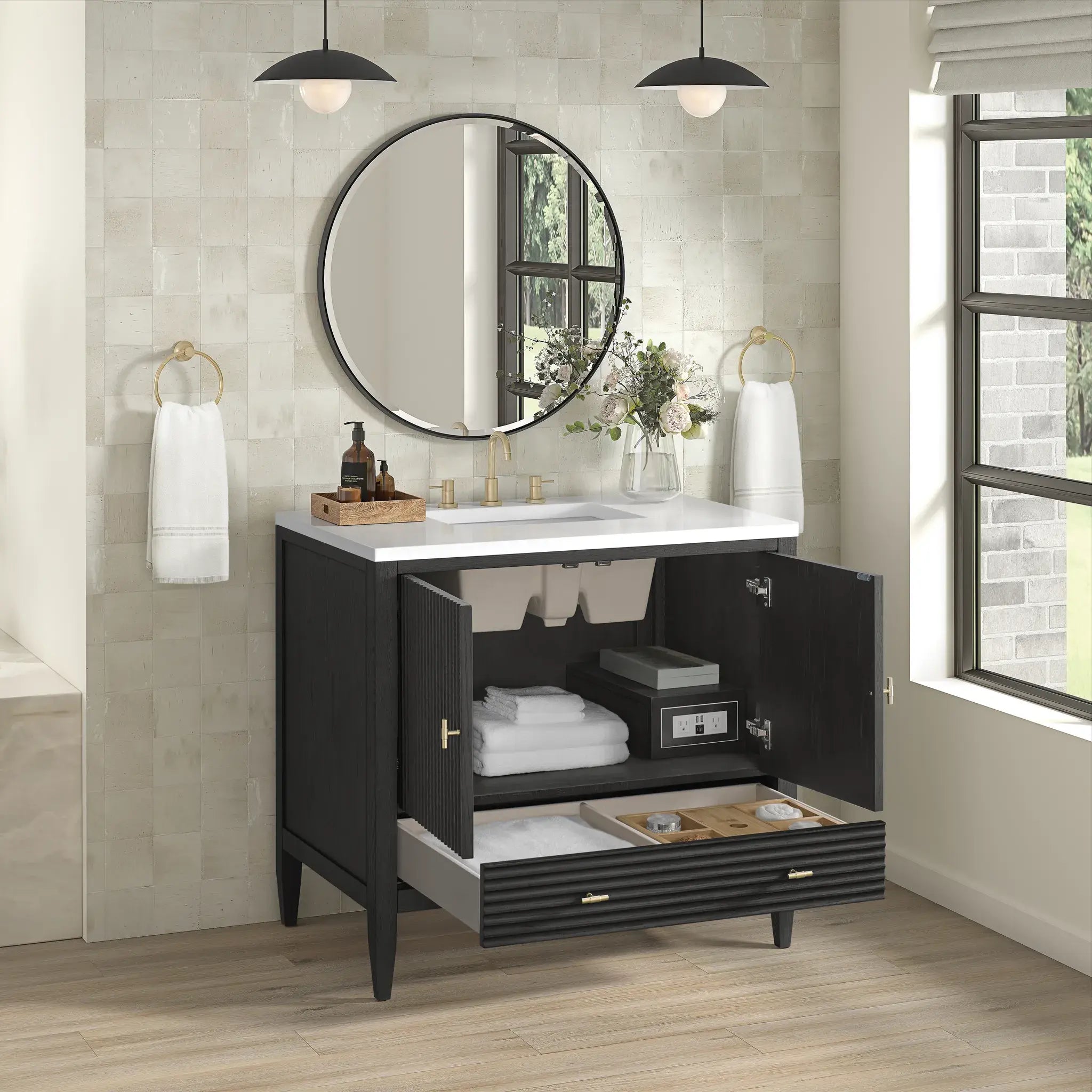 36" Myrrin Vanity in Carbon Oak-Cabinet Only-Not Available image 4