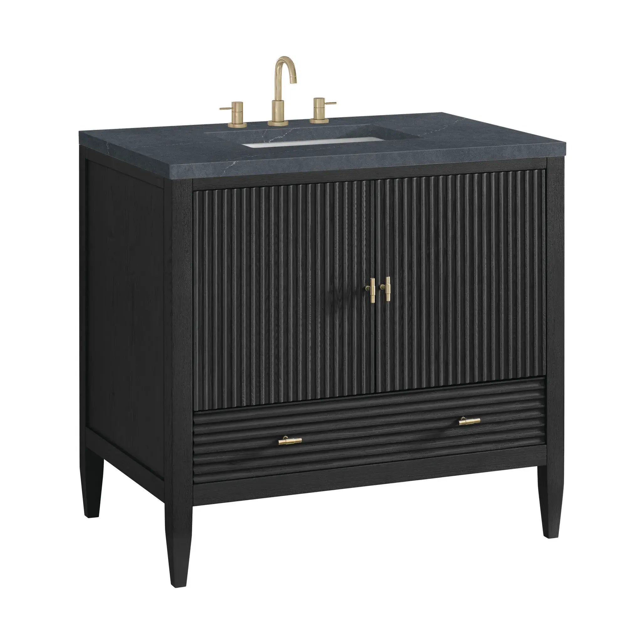 36" Myrrin Vanity in Carbon Oak-Charcoal Soapstone Silestone-8" Widespread image 9