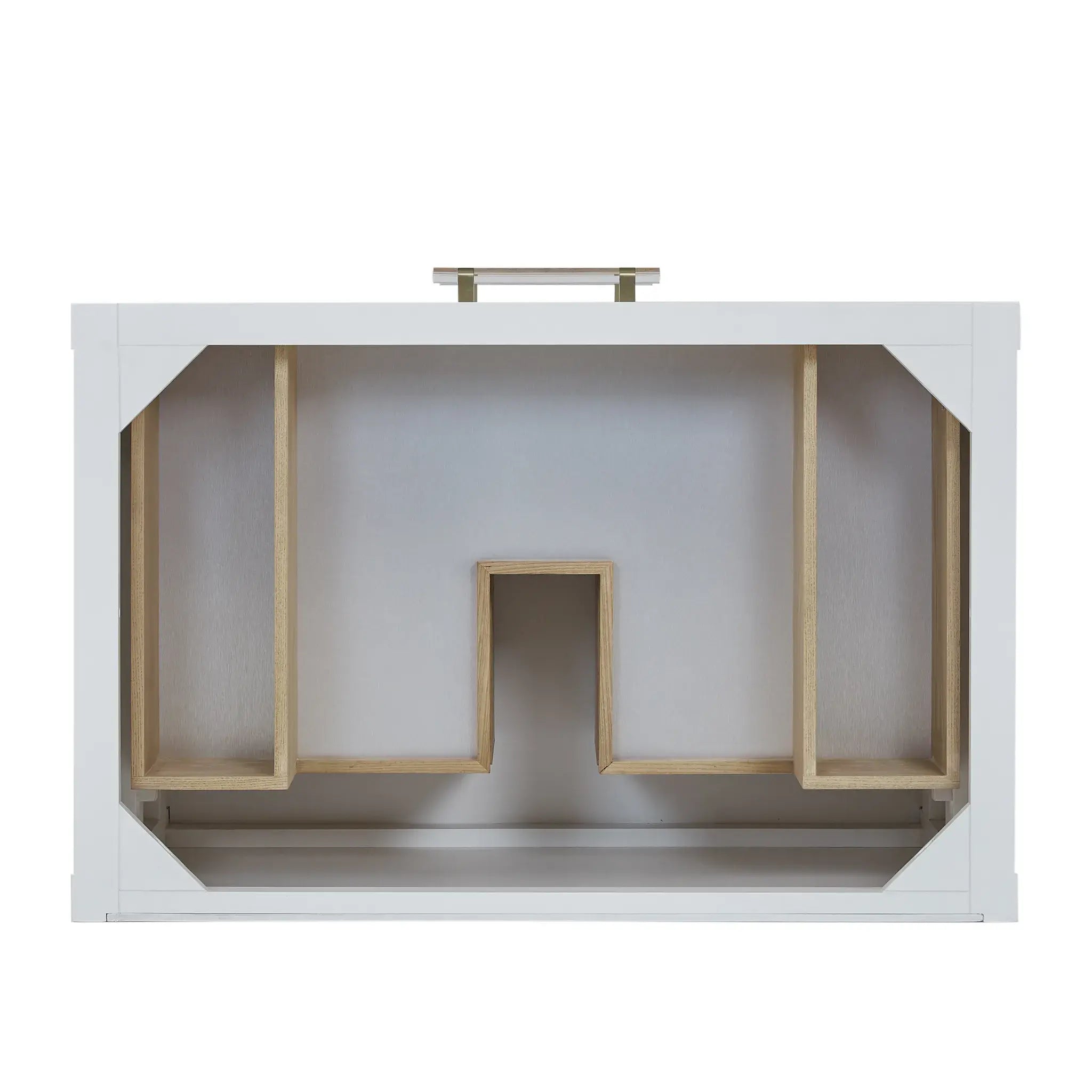 36" Olena Single Vanity in Light Mappa Burl and Polished White-Cabinet Only-Not Available image 1