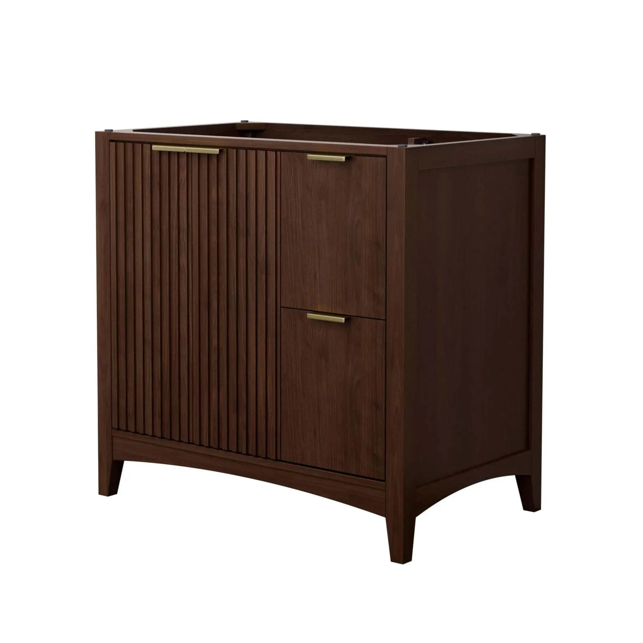 36" Palmilla Single Bathroom Vanity in Dark Walnut with Brushed Gold Trim by Wyndham