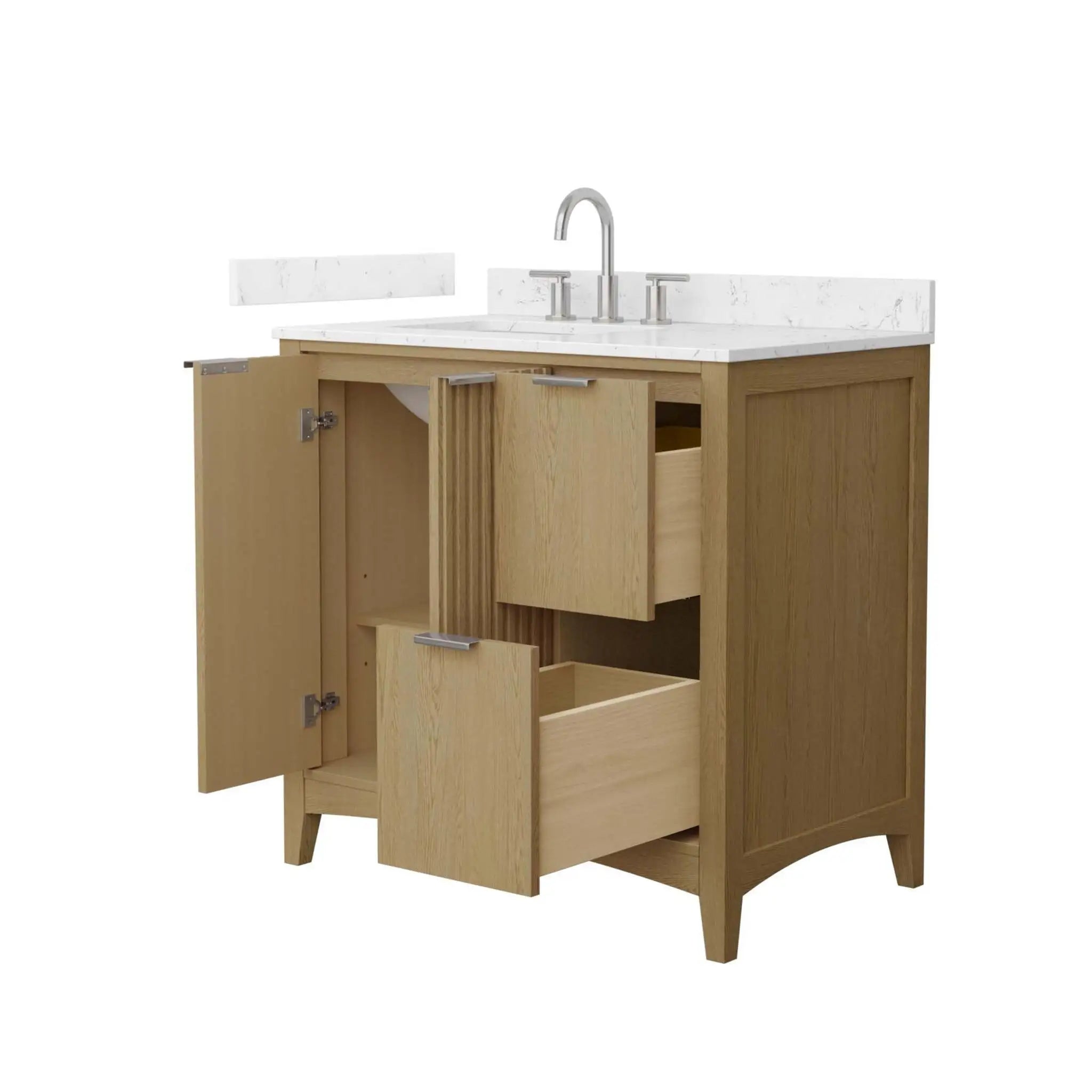 36" Palmilla Single Bathroom Vanity in Natural Oak with Brushed Nickel Trim by Wyndham