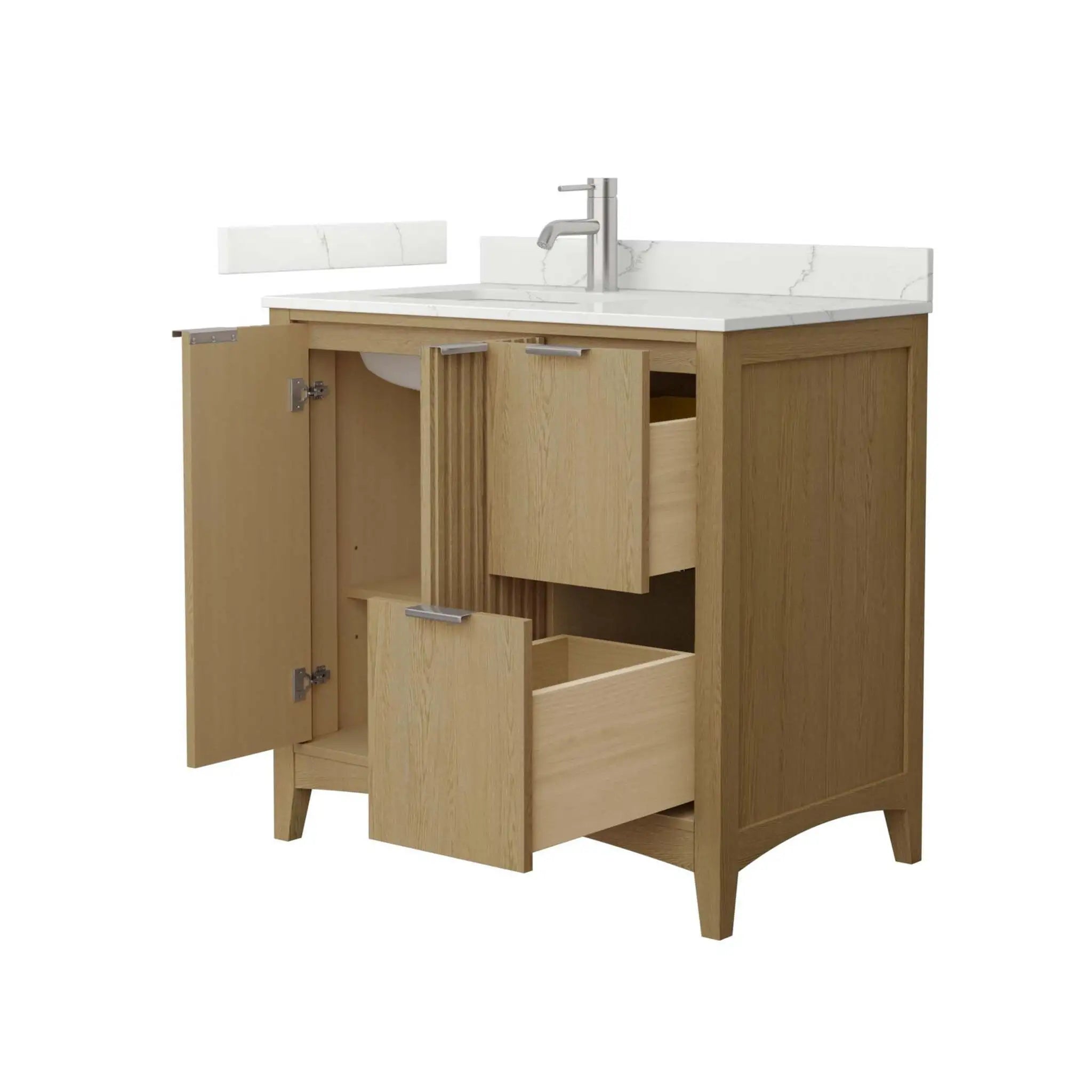 36" Palmilla Single Bathroom Vanity in Natural Oak with Brushed Nickel Trim by Wyndham