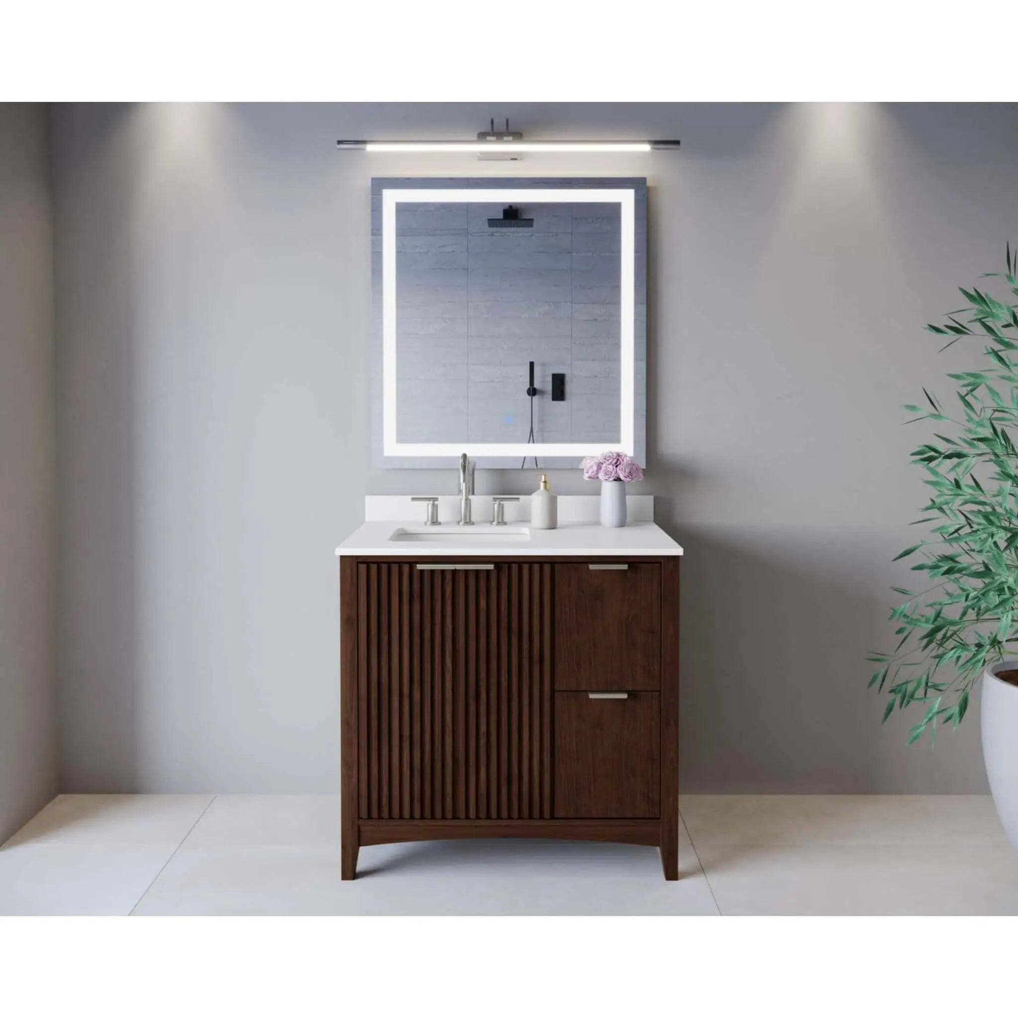 36" Palmilla Single Bathroom Vanity in Natural Oak with Brushed Nickel Trim by Wyndham