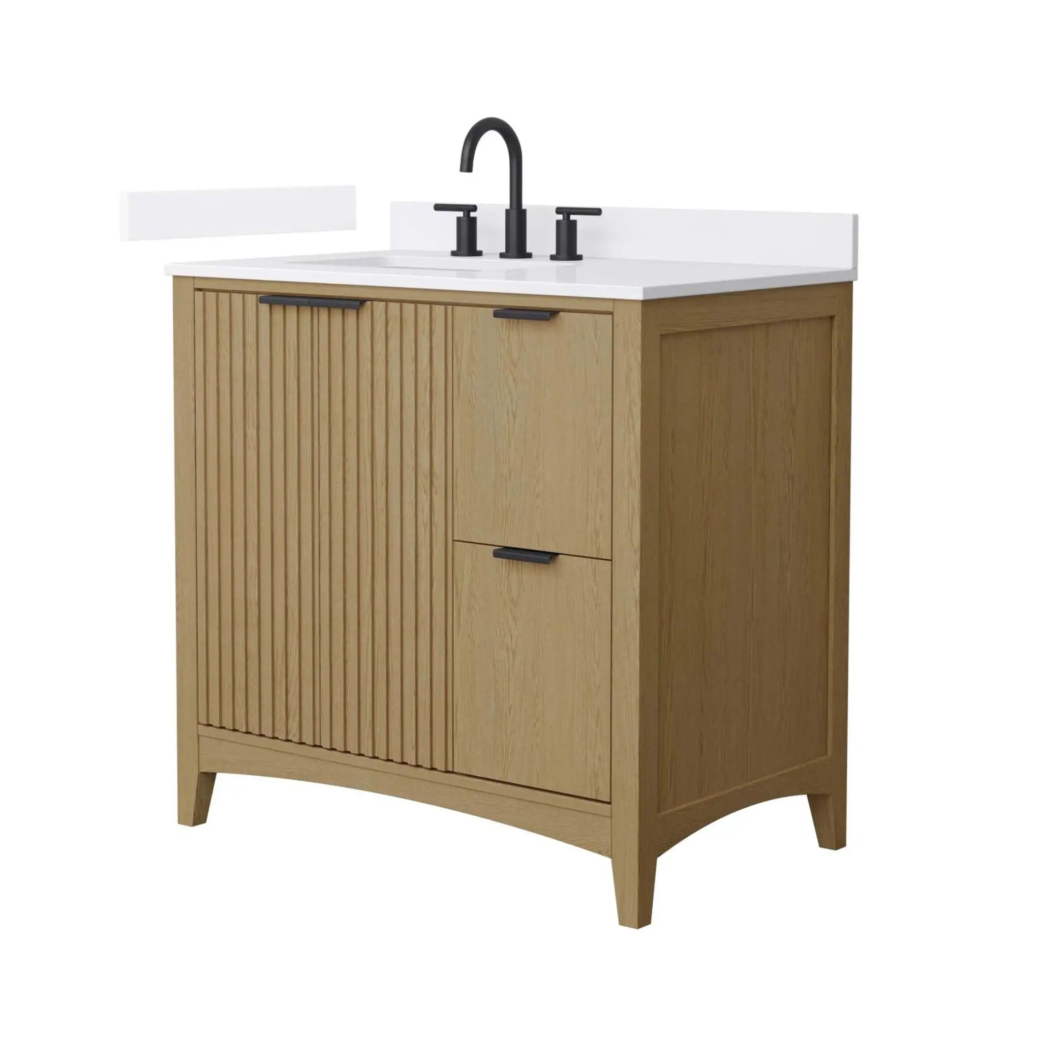 36" Palmilla Single Bathroom Vanity in Natural Oak with Matte Black Trim by Wyndham
