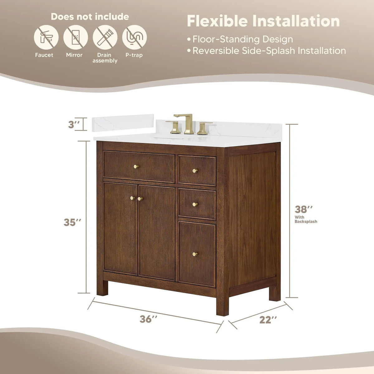 36" Pendry Single Bathroom Vanity Dark Walnut Brushed Nickel Trim by wyndham 3