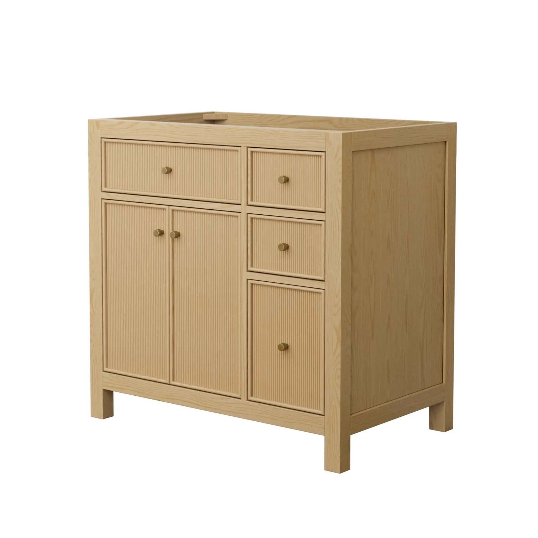 36" Pendry Single Bathroom Vanity in Tanned Oak with Brushed Gold Trim by Wyndham