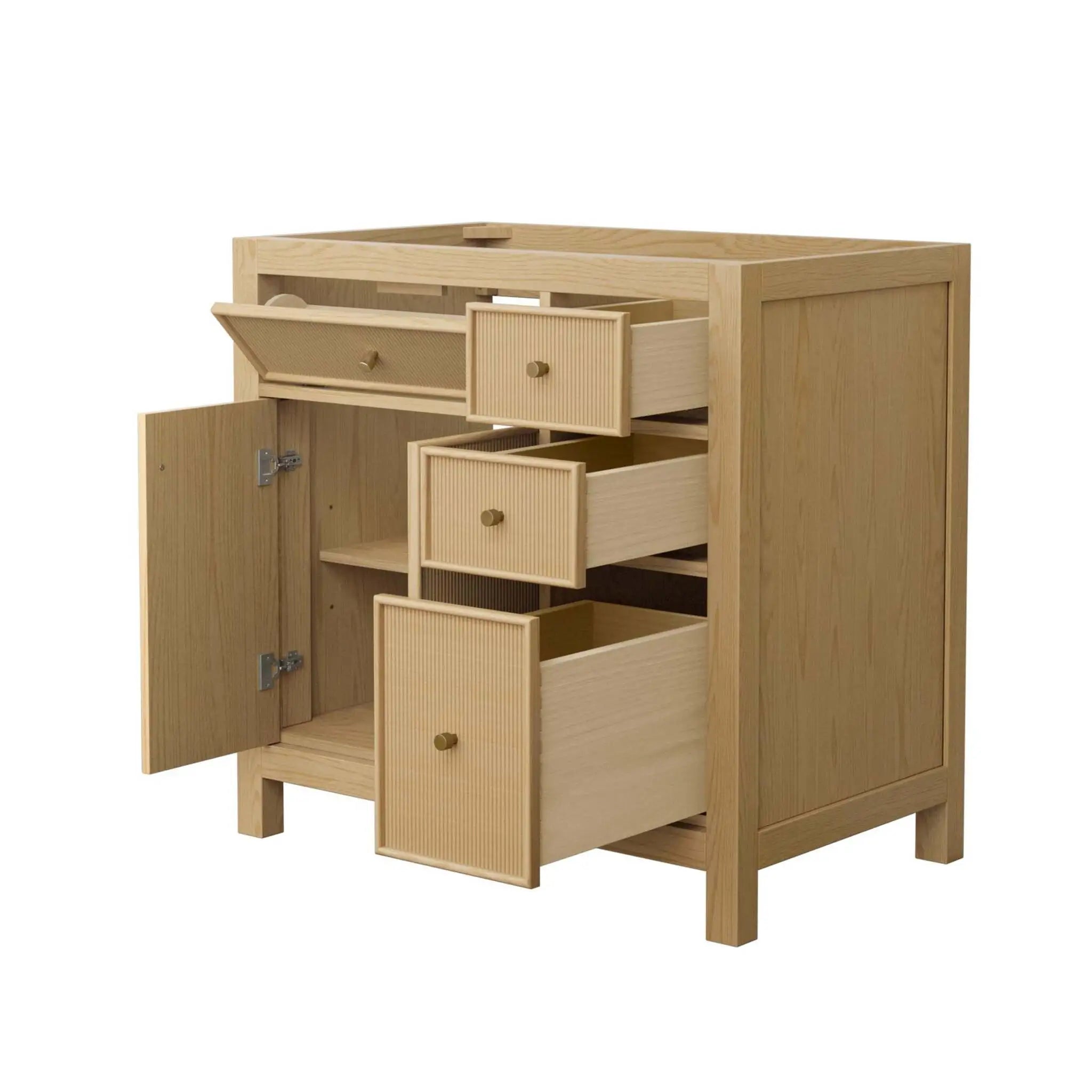 36" Pendry Single Bathroom Vanity in Tanned Oak with Brushed Gold Trim by Wyndham