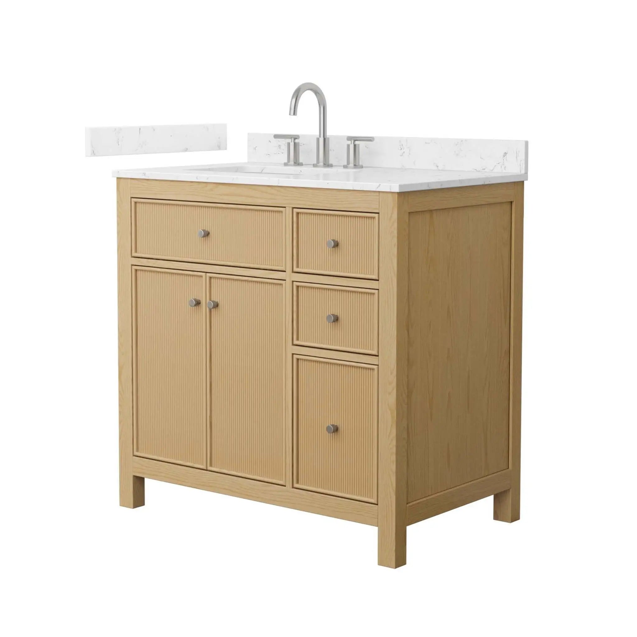 36" Pendry Single Bathroom Vanity in Tanned Oak with Brushed Nickel Trim by Wyndham