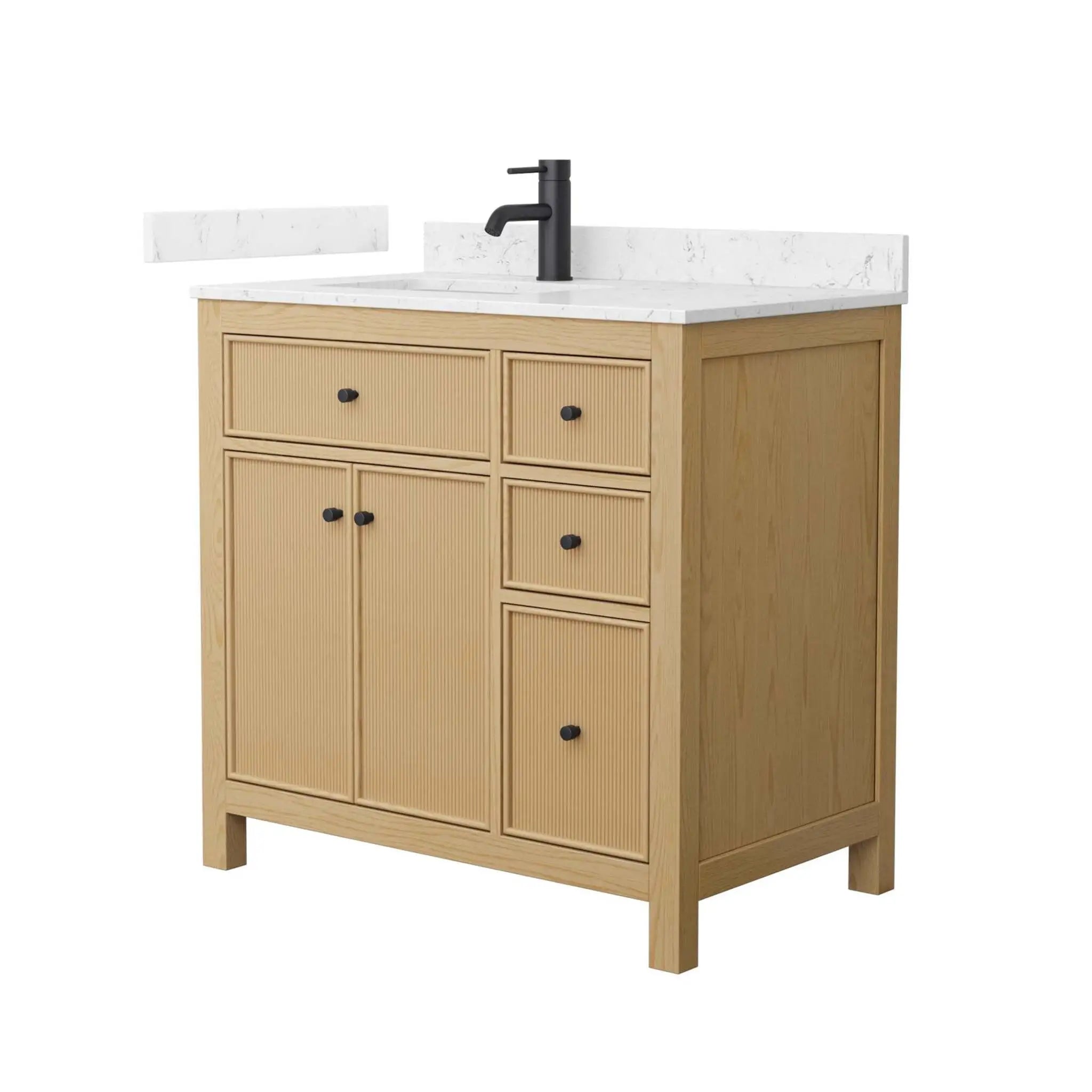 36" Pendry Single Bathroom Vanity in Tanned Oak with Matte Black Trim by Wyndham
