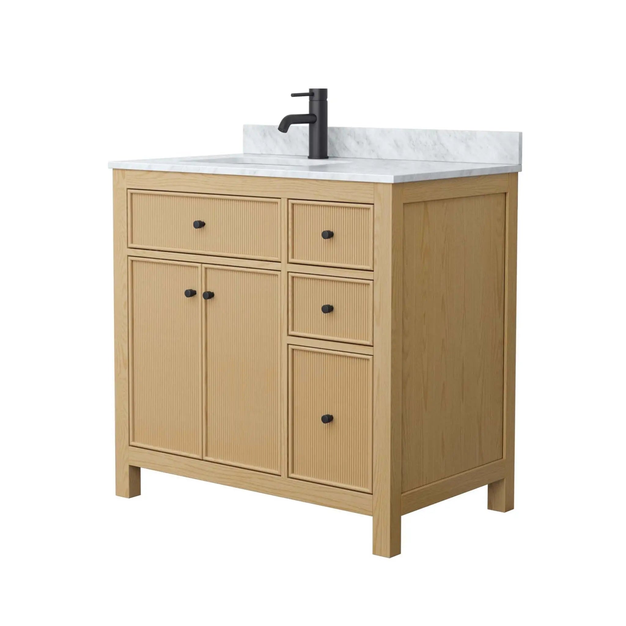 36" Pendry Single Bathroom Vanity in Tanned Oak with Matte Black Trim by Wyndham