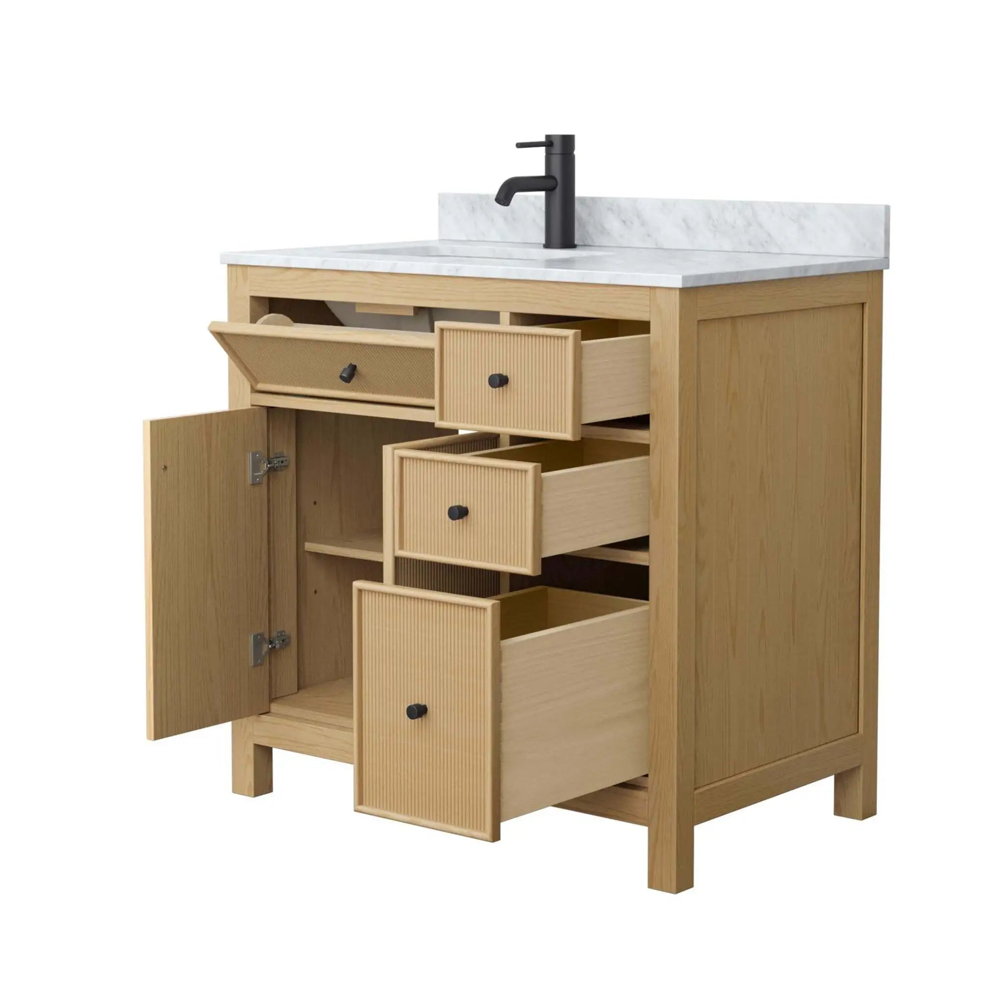 36" Pendry Single Bathroom Vanity in Tanned Oak with Matte Black Trim by Wyndham