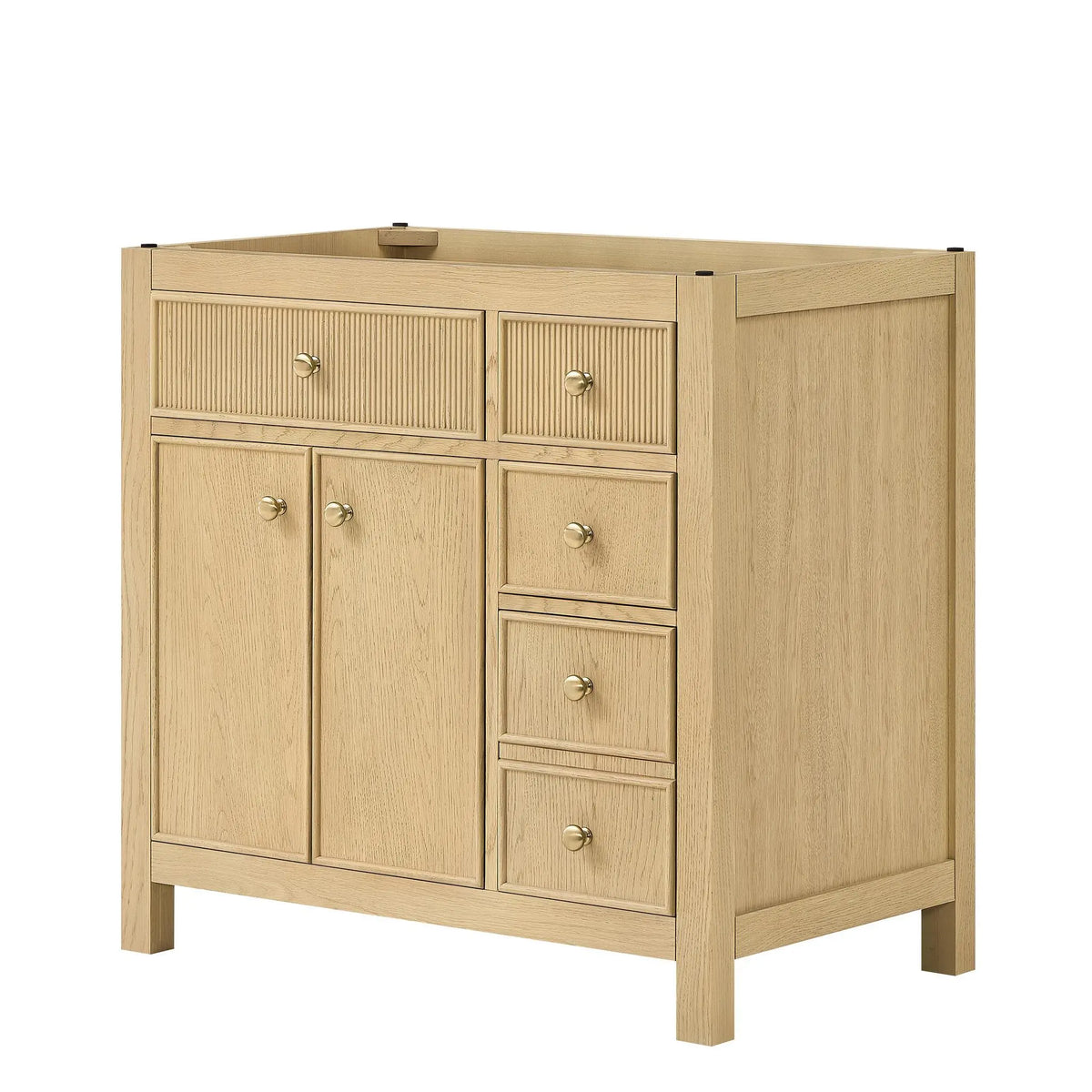 36" Rian Single Bathroom Vanity (Offset) Scandinavian Oak Satin Bronze Trim by wyndham View 3