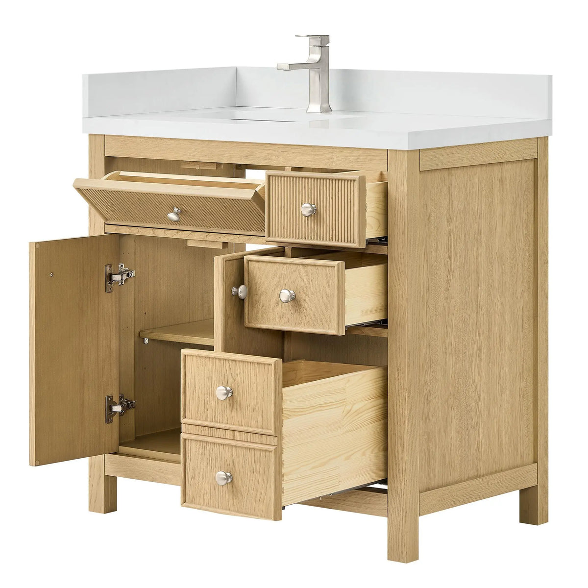 36" Rian Single Bathroom Vanity Scandinavian Oak Brushed Nickel Trim by wyndham View 11