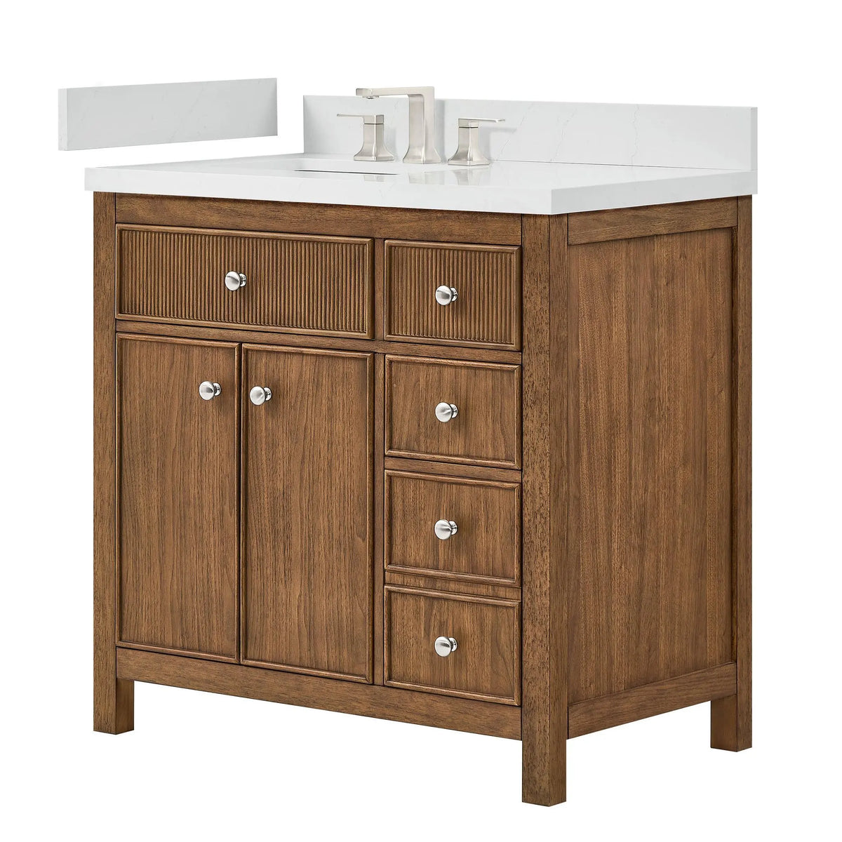 36" Rian Single Bathroom Vanity Toasted Walnut Brushed Nickel Trim by wyndham View 5