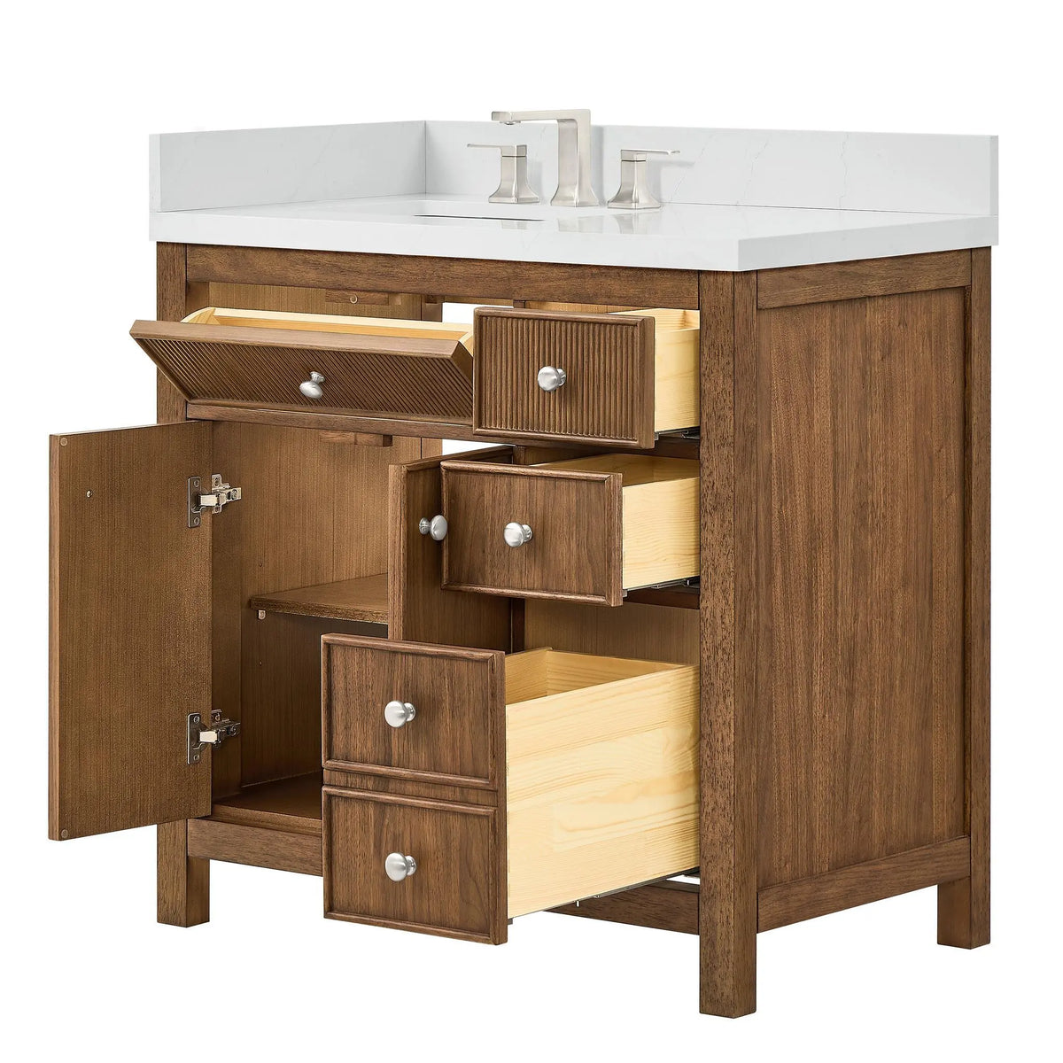 36" Rian Single Bathroom Vanity Toasted Walnut Brushed Nickel Trim by wyndham View 7