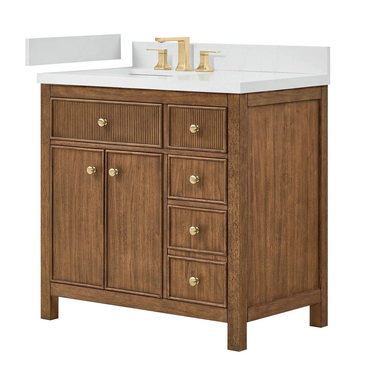 36" Rian Single Bathroom Vanity Toasted Walnut Satin Bronze Trim by wyndham View 5