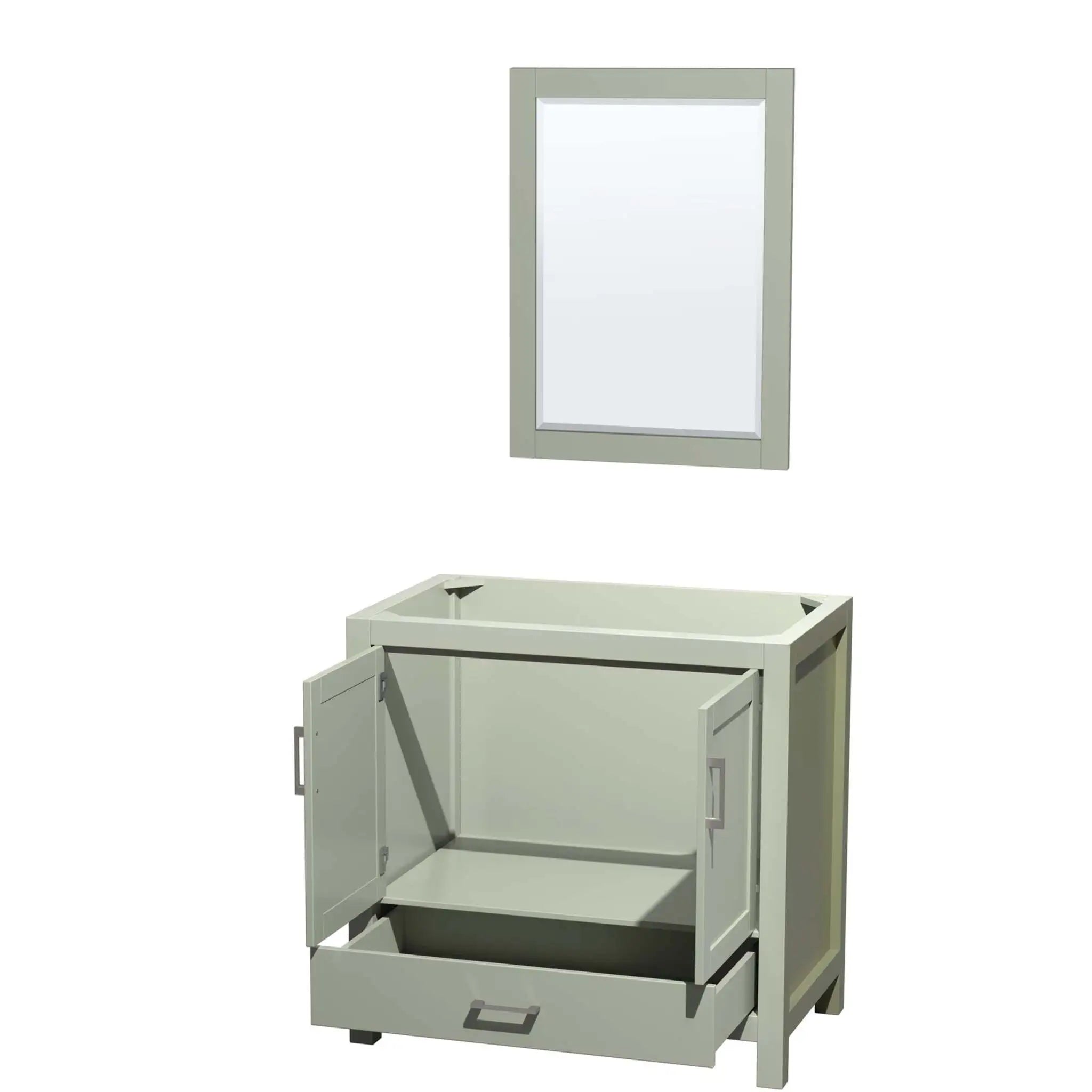 36" Sheffield 36 inch Single Bathroom Vanity in Light Green with Brushed Nickel Trim & 24" Mirror by Wyndham