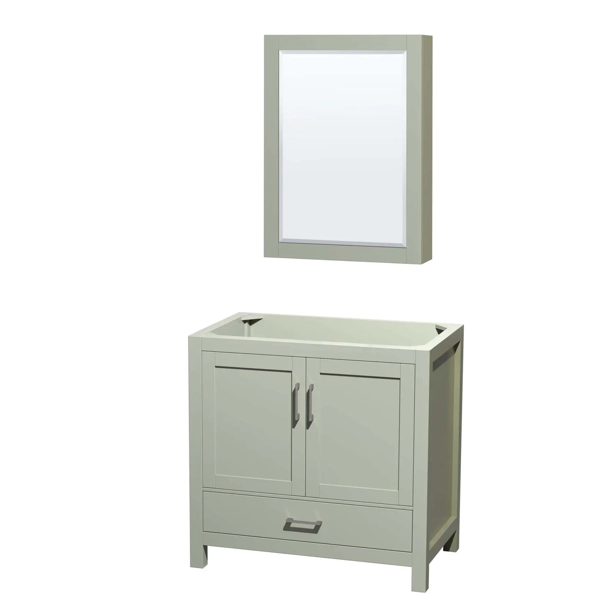 36" Sheffield 36 inch Single Bathroom Vanity in Light Green with Brushed Nickel Trim & Medicine Cabinet by Wyndham