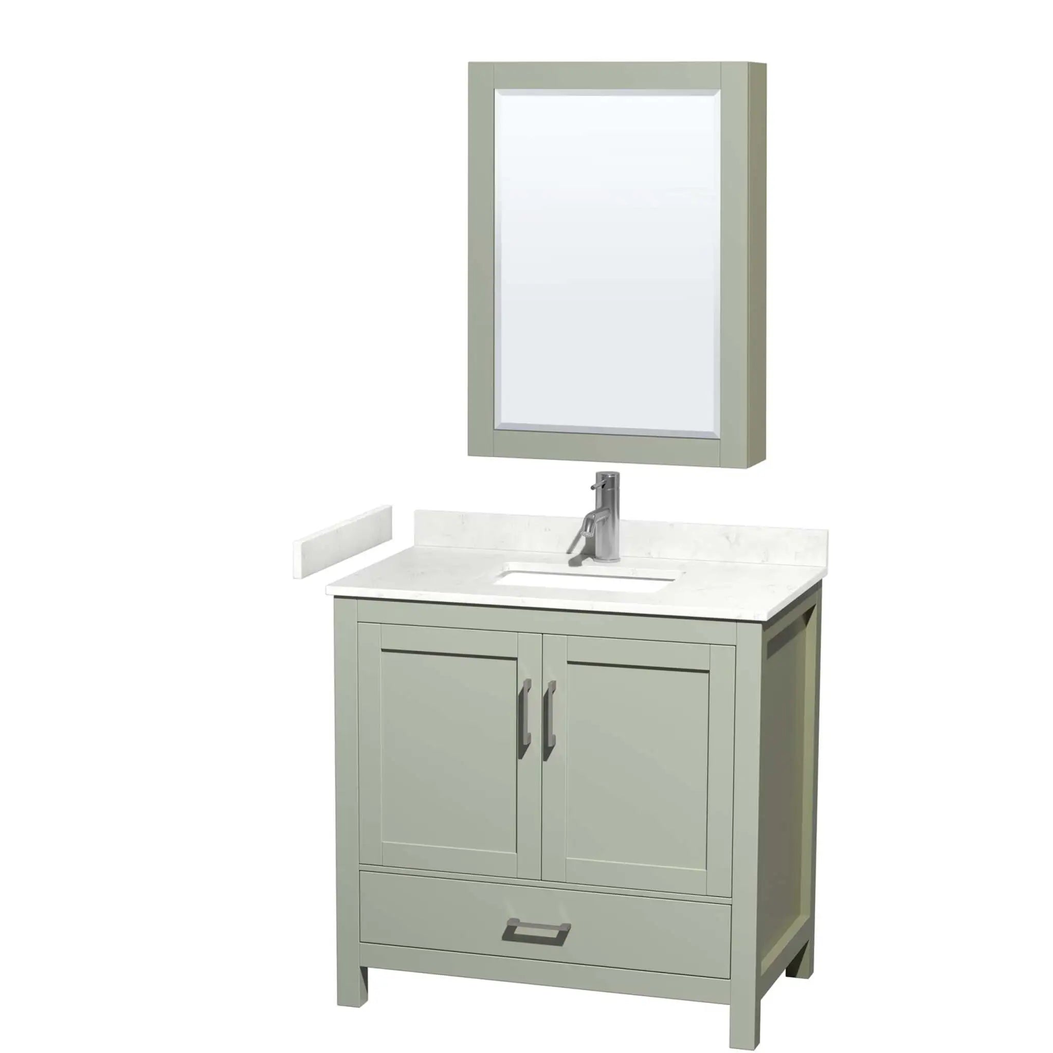 36" Sheffield 36 inch Single Bathroom Vanity in Light Green with Brushed Nickel Trim & Medicine Cabinet by Wyndham