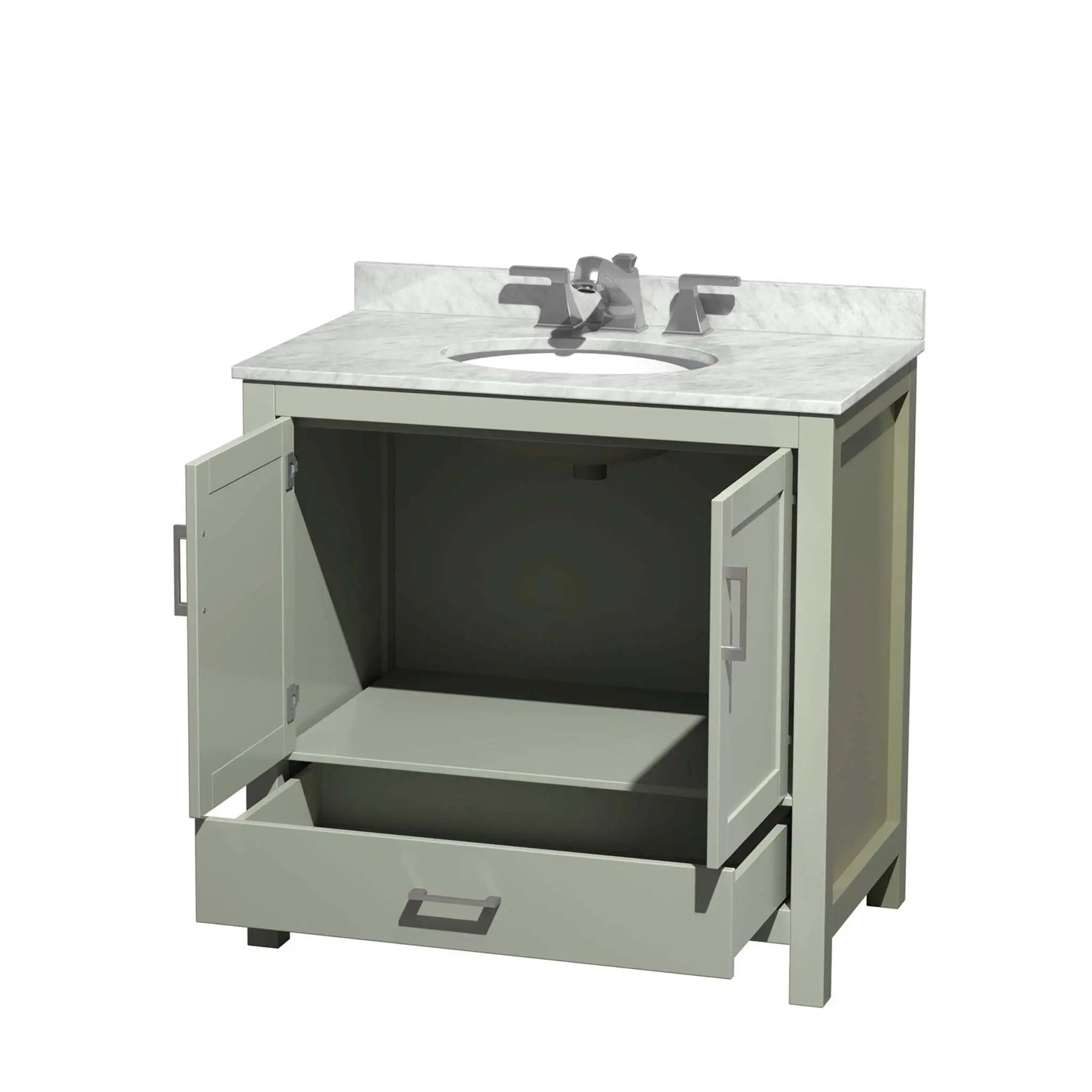 36" Sheffield 36 inch Single Bathroom Vanity in Light Green with Brushed Nickel Trim by Wyndham
