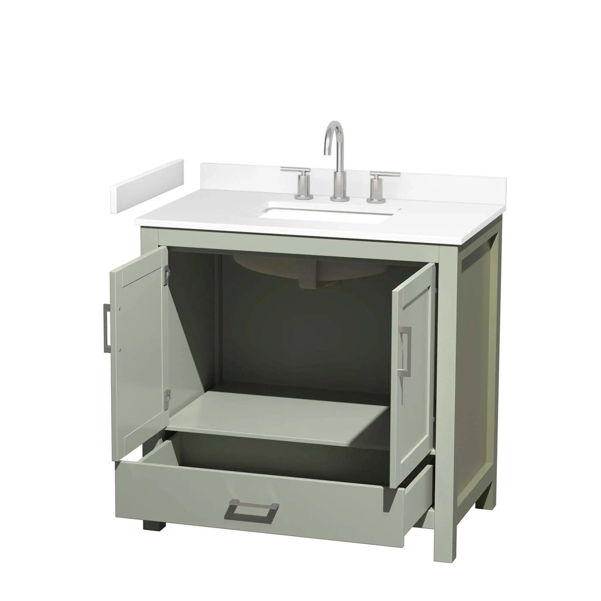 36" Sheffield 36 inch Single Bathroom Vanity in Light Green with Brushed Nickel Trim by Wyndham
